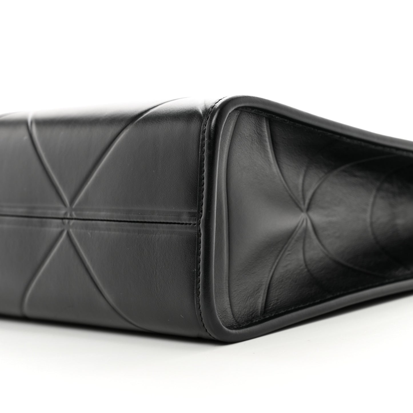 Soft Calfskin Triangolo Symbole Embossed Medium Tote Black