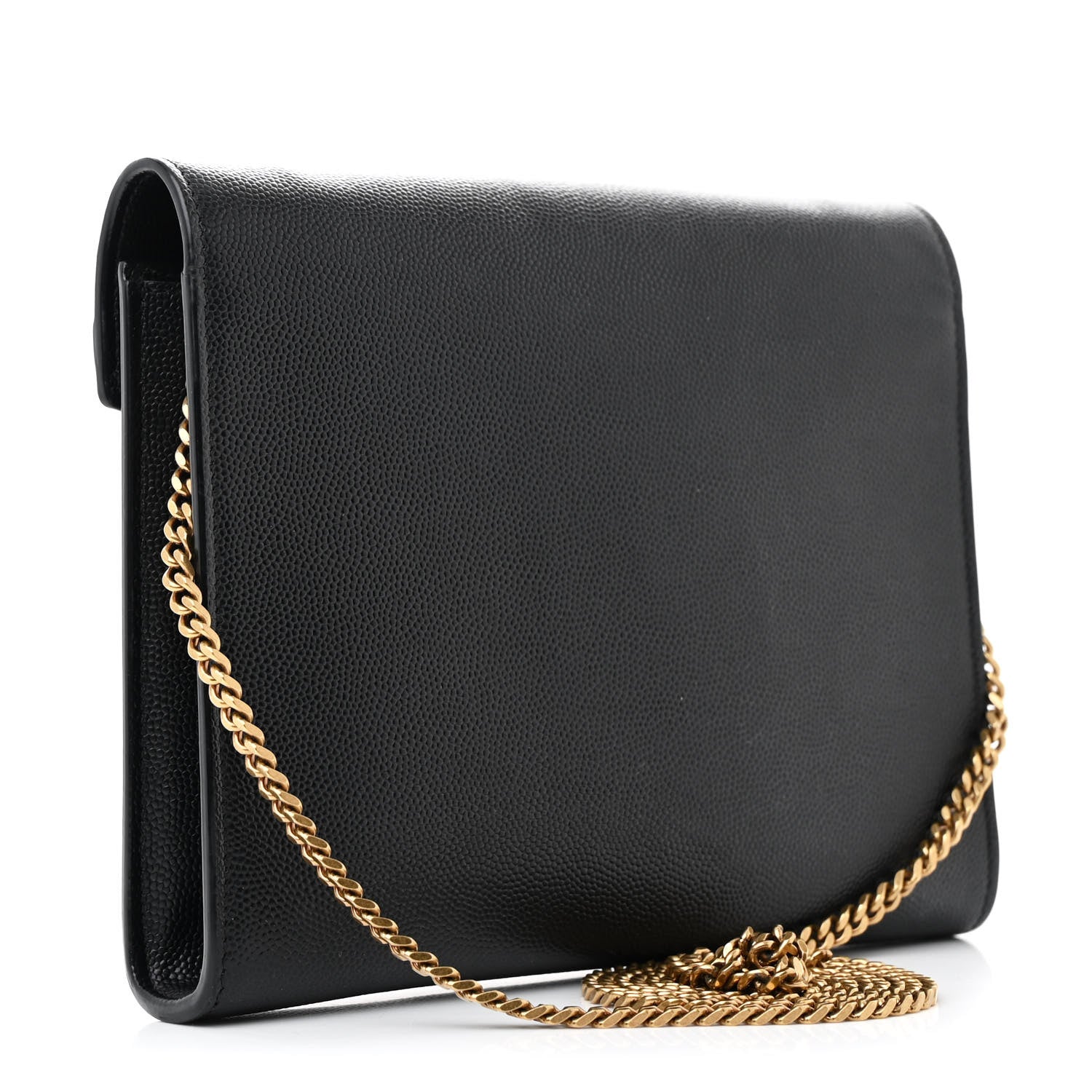 Saint Laurent Grain De Poudre Monogram Cassandra Chain Wallet Black 3 of 14