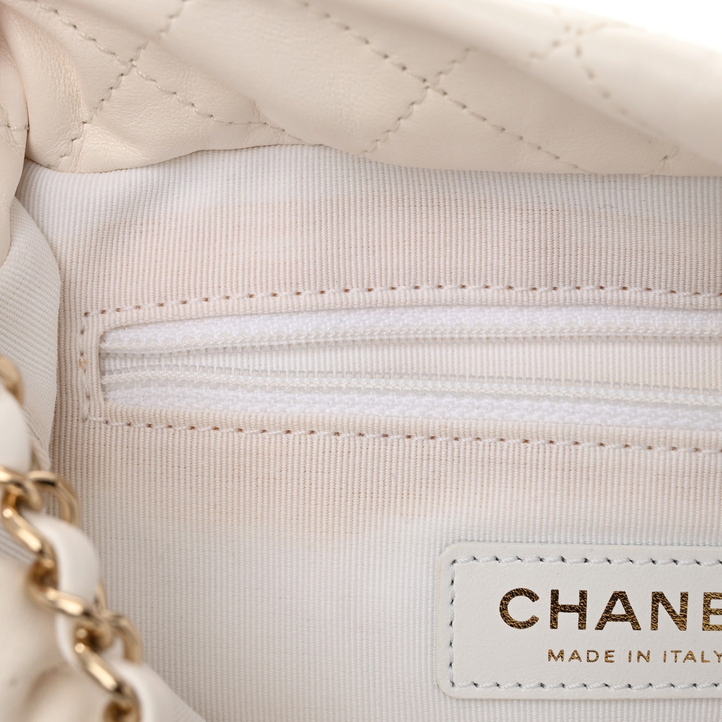 Lambskin Quilted Pearl About Pearls Drawstring Bag White