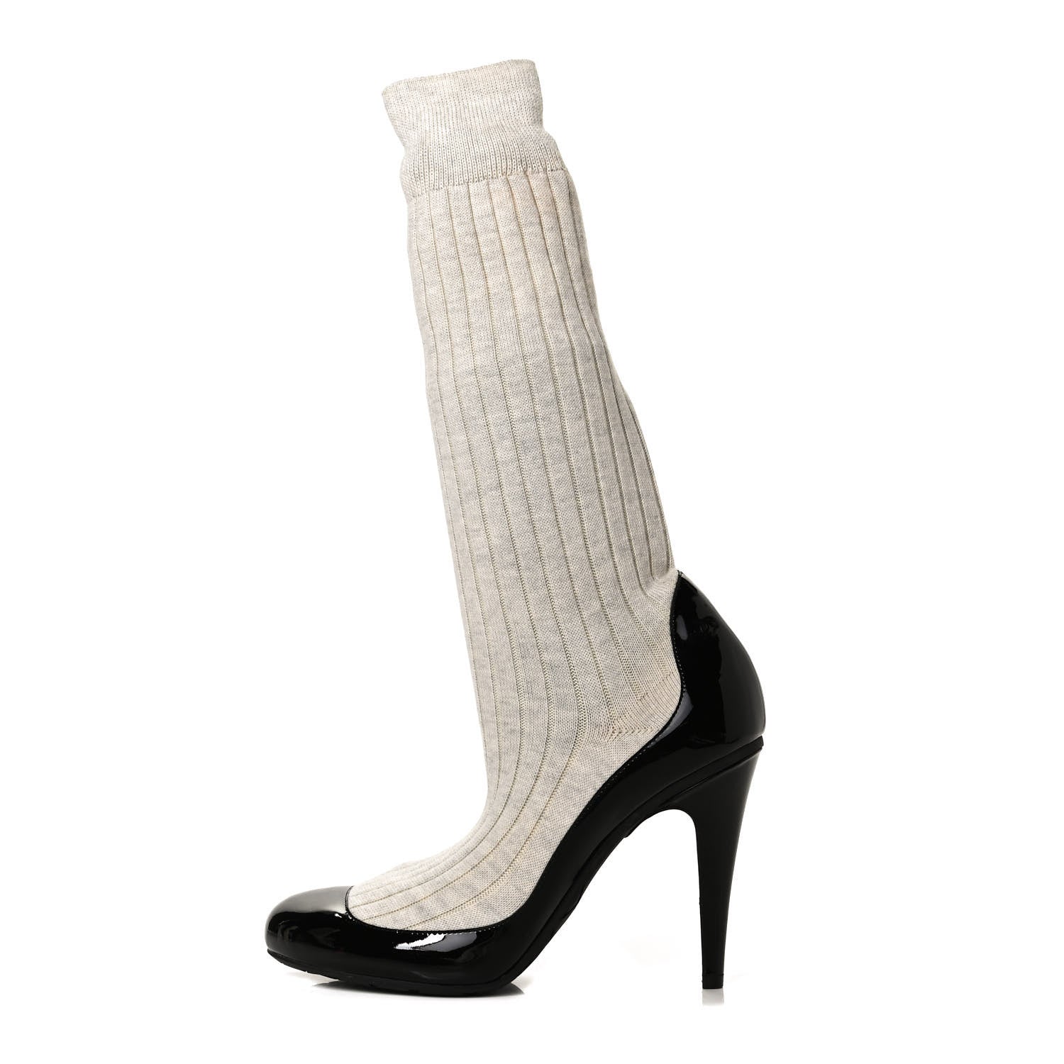 Chanel Patent Sock Boots Black White 1054387 – FASHIONPHILE