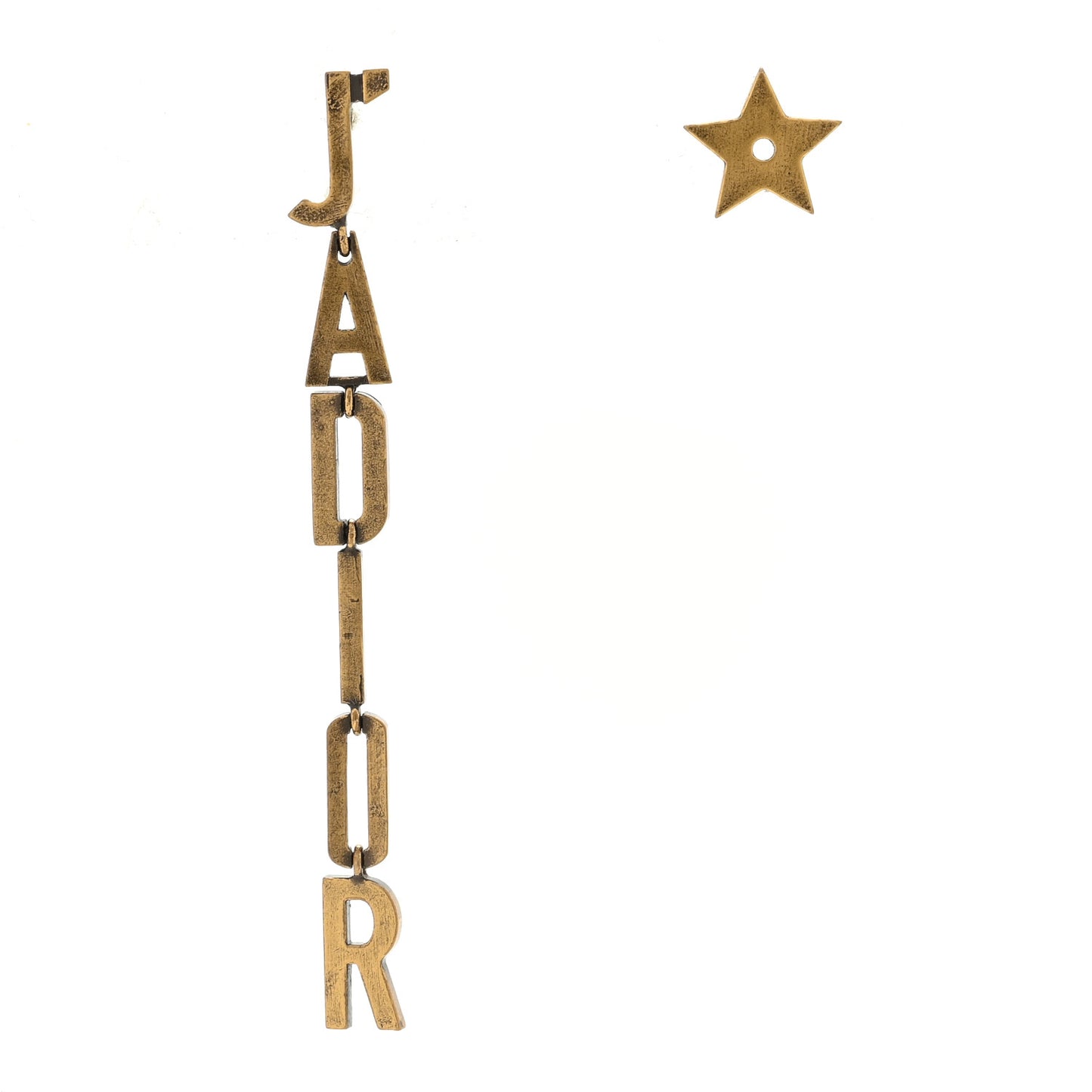 Metal J'adior Star Asymmetric Drop Earrings Antique Gold