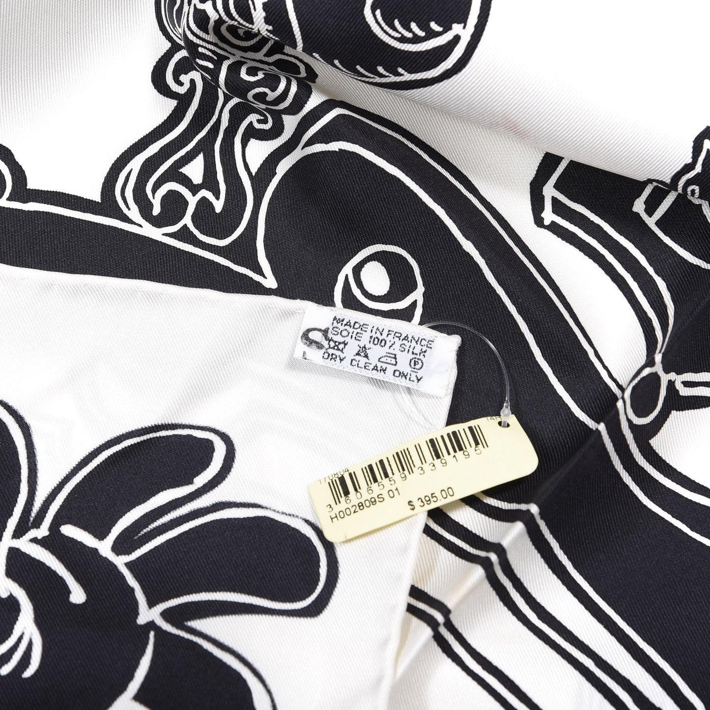 Silk Serio Ludere Scarf 90 White Black