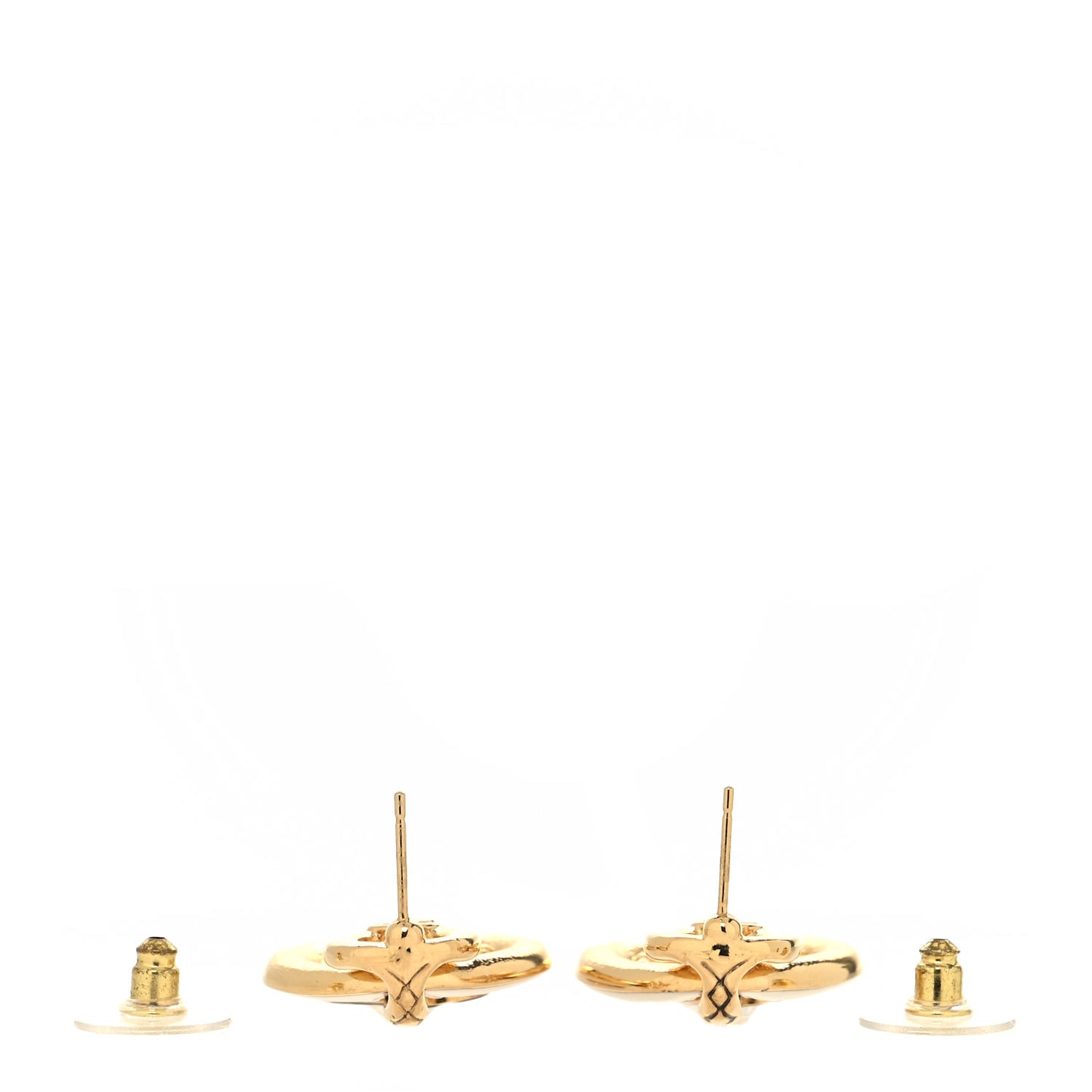 Metal Resin CC Diamond Earrings Gold Black White