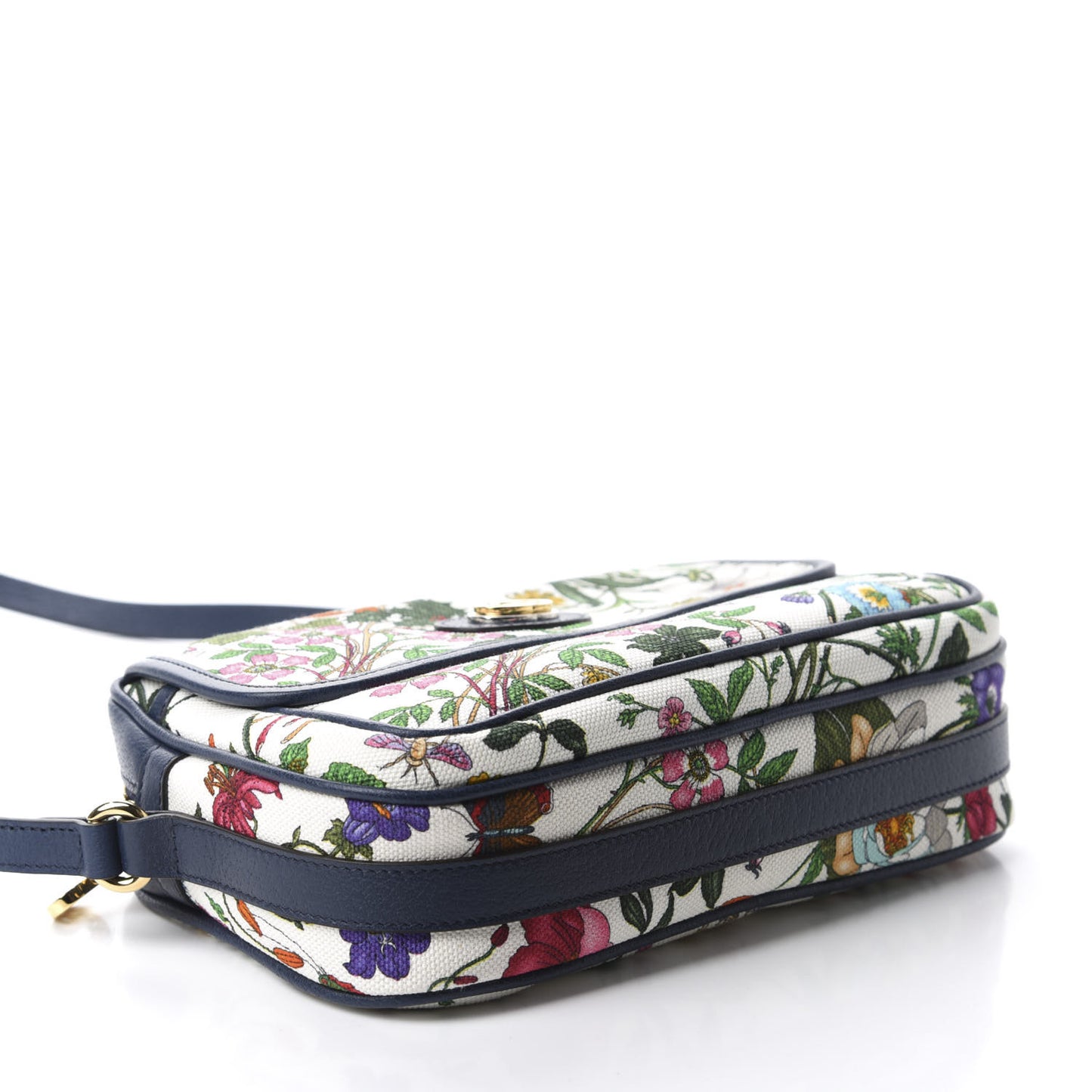 Canvas Flora Floral Shoulder Bag White Blue Agata Mulitcolor
