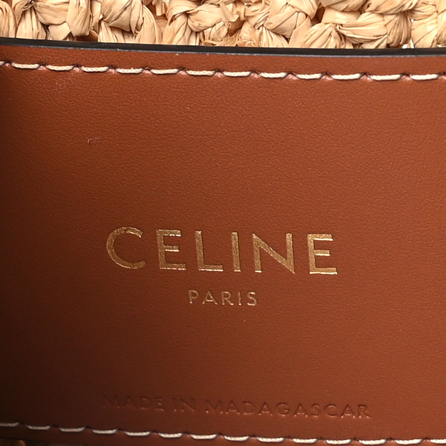 Celine Raffia Calfskin Triomphe Panier Hobo Bag Natural Tan 6 of 10