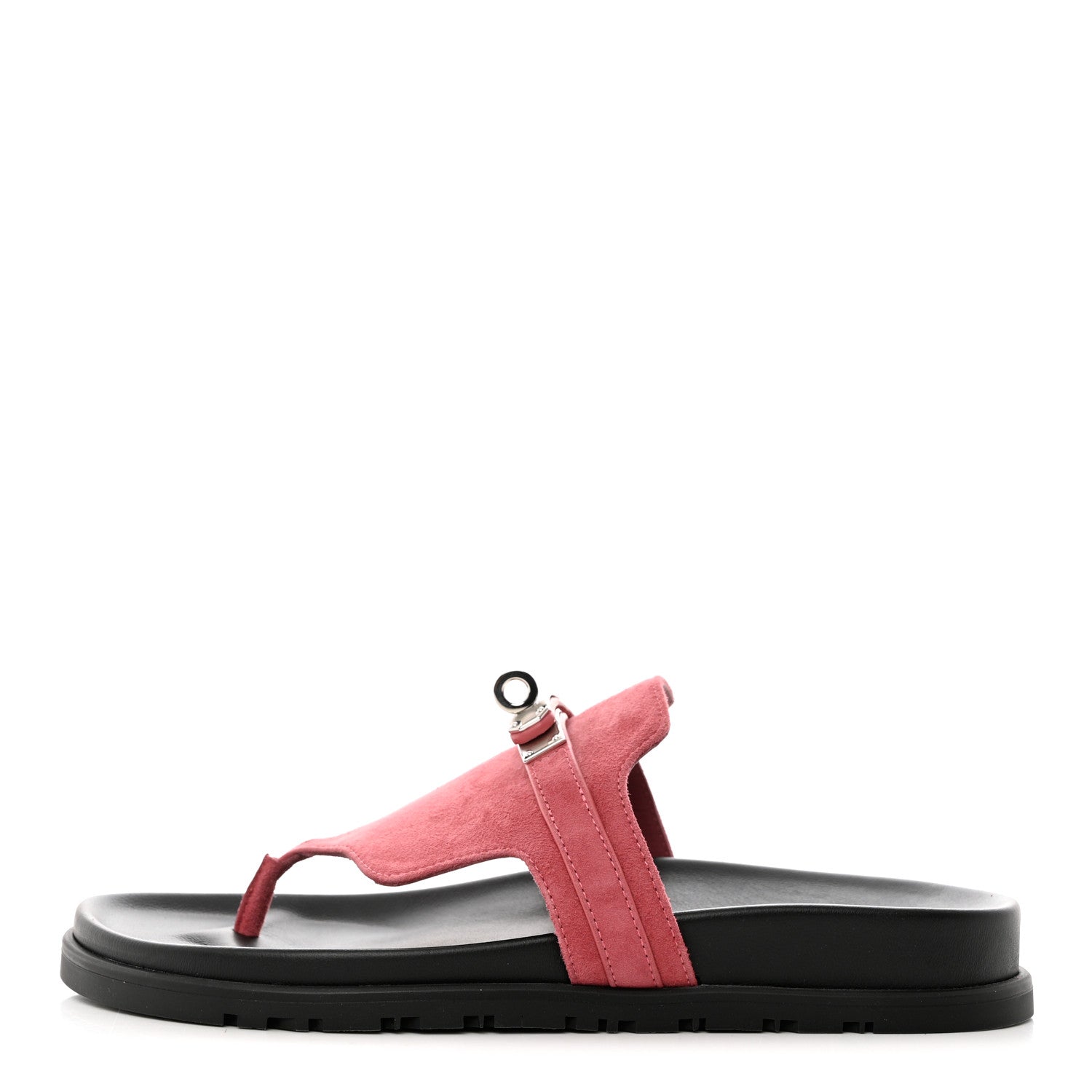 Hermes Suede Goatskin Womens Empire Sandals 37 Rose Aphrodite 1 of 10