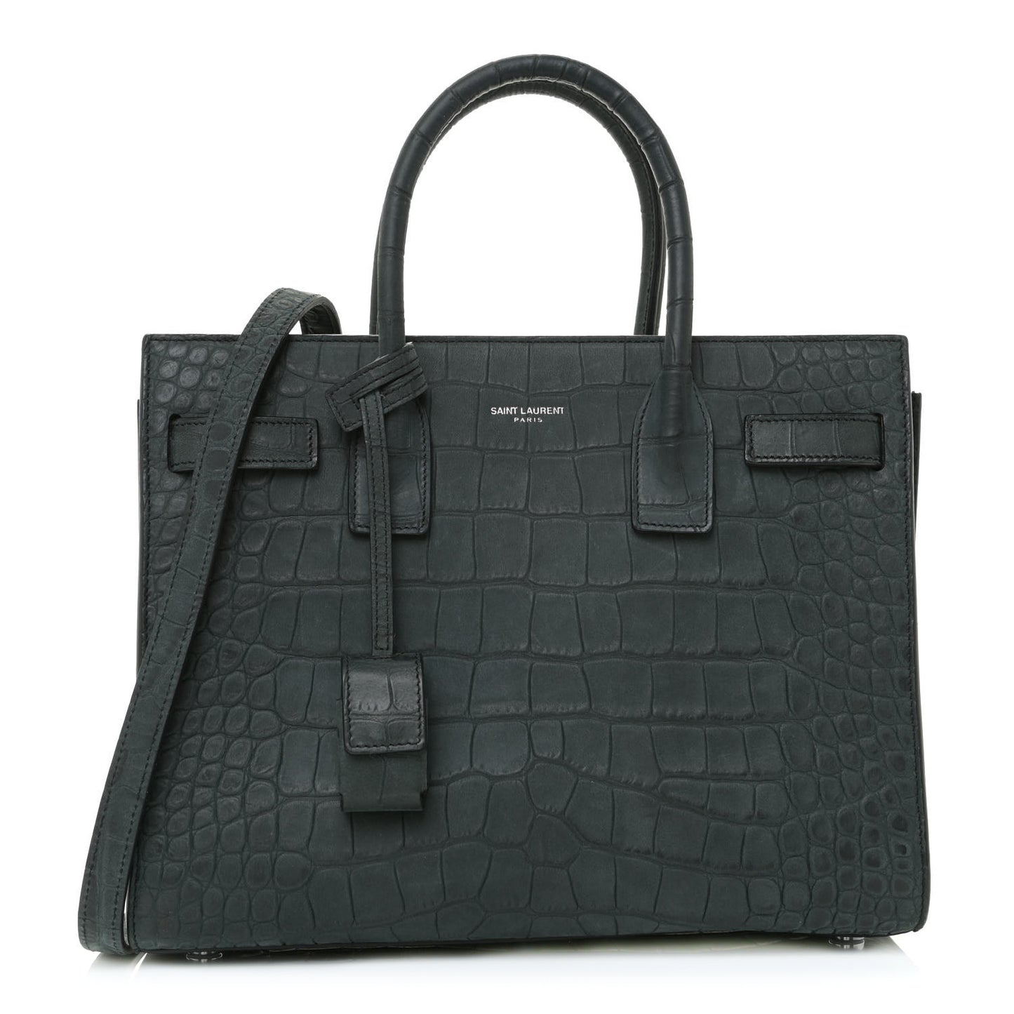 Crocodile Embossed Nubuck Baby Sac De Jour Dark Anthracite