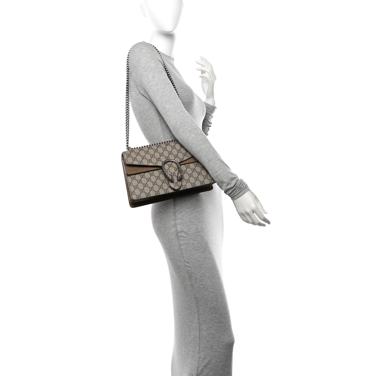 Gucci GG Supreme Monogram Small Dionysus Shoulder Bag Taupe 2 of 12