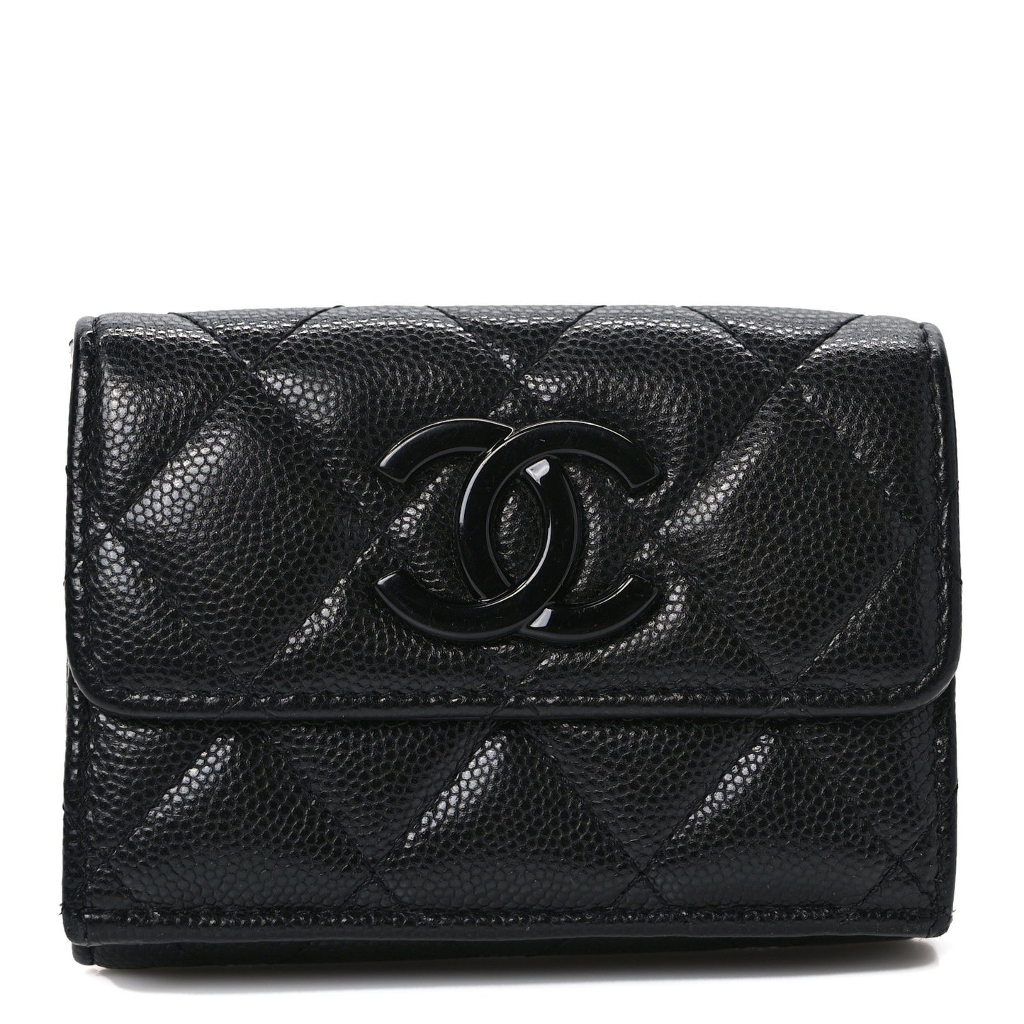 Caviar Quilted My Everything Small Flap Wallet Black