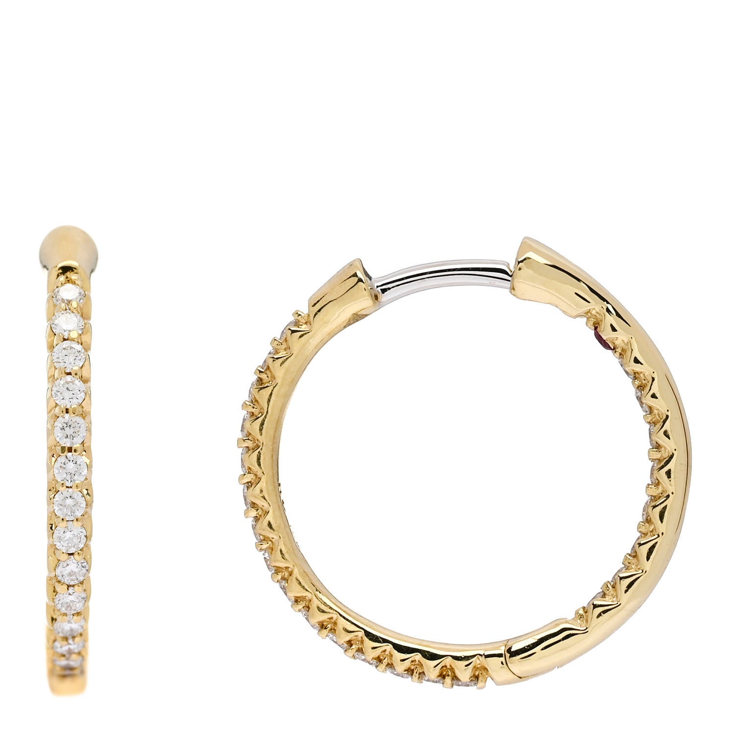 Roberto Coin 18K Yellow Gold Diamond XS Hoop Earrings 1 of 5
