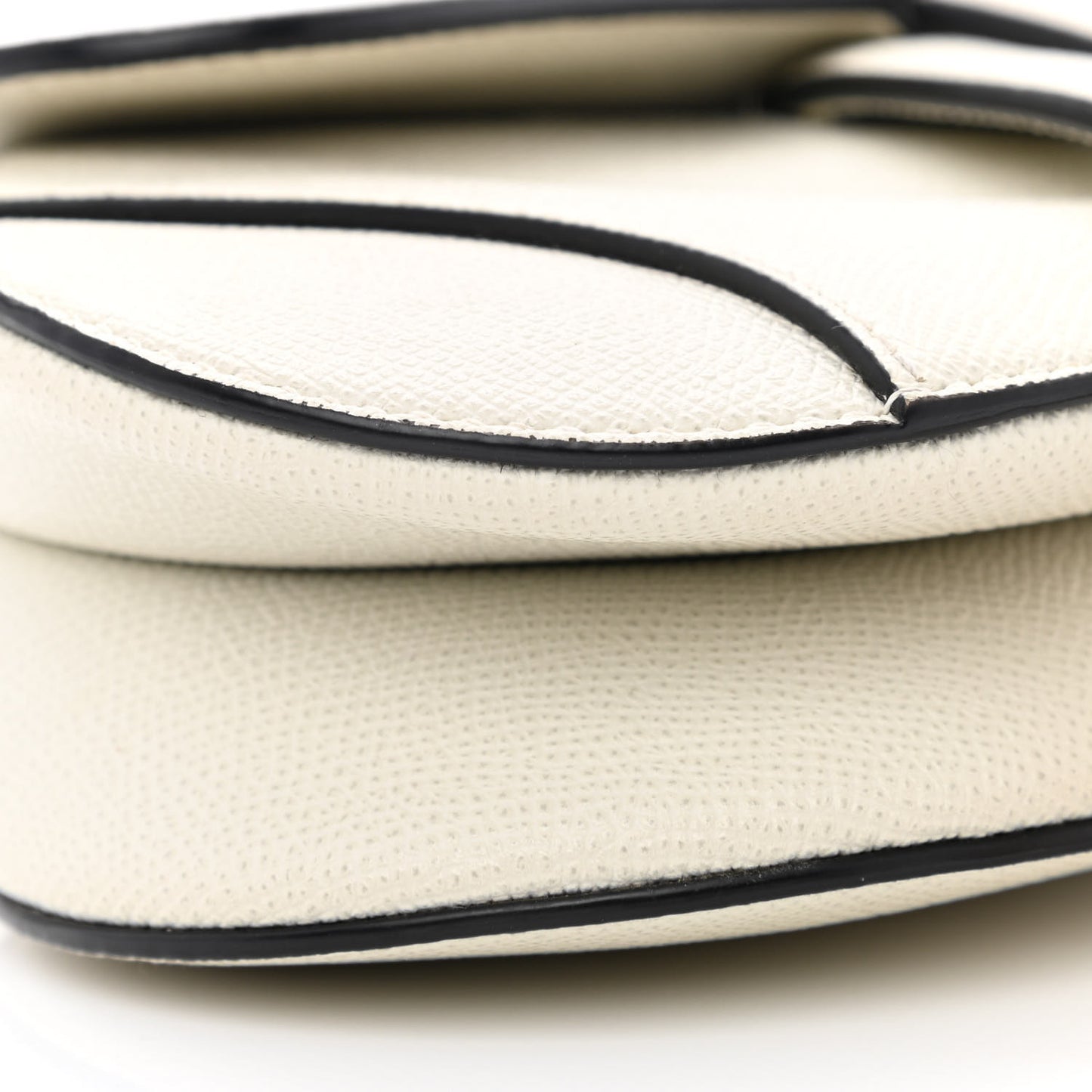 Grained Calfskin Mini Saddle Bag White