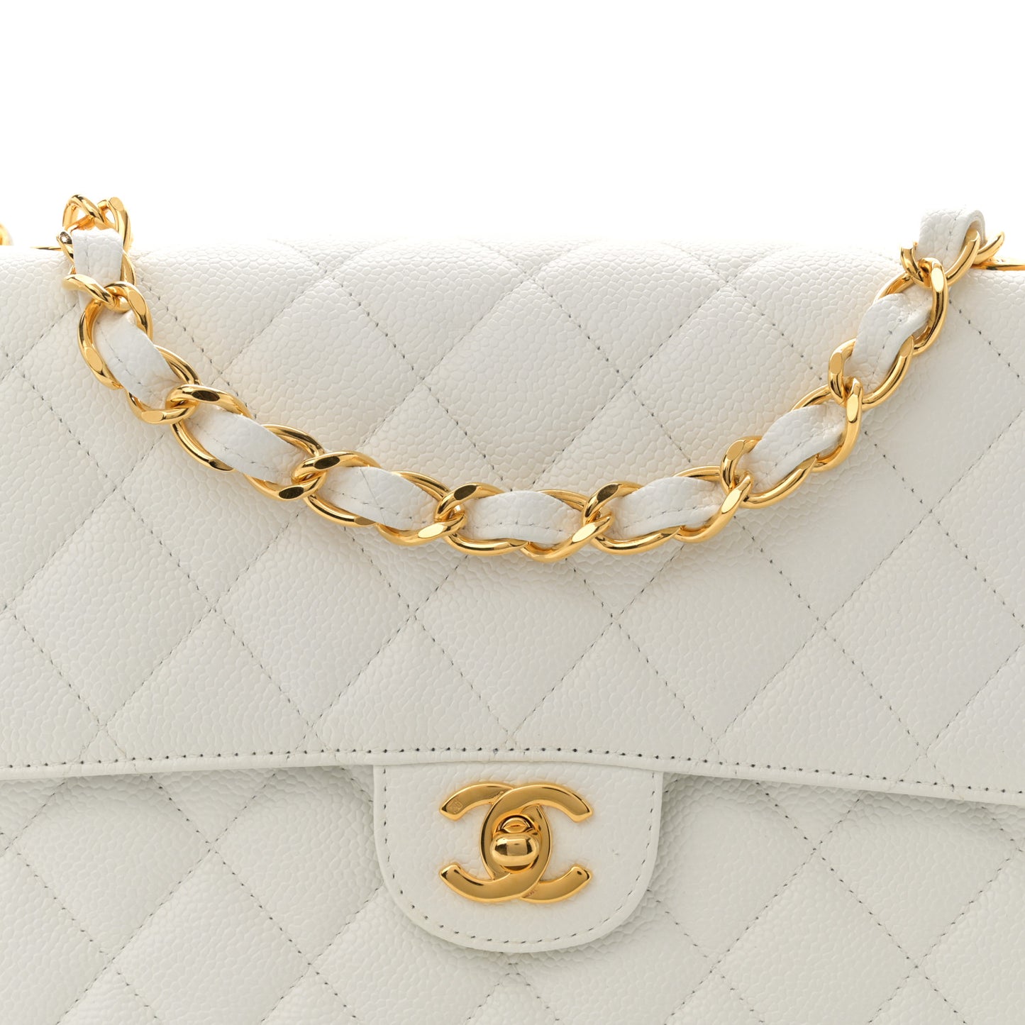 Caviar Quilted Jumbo Single Flap White