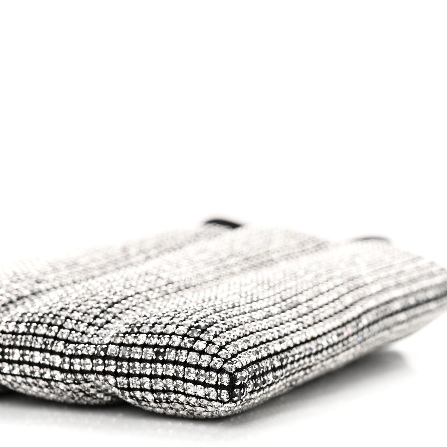 Mesh Crystal Rhinestone Quilted Heiress Tote Black White