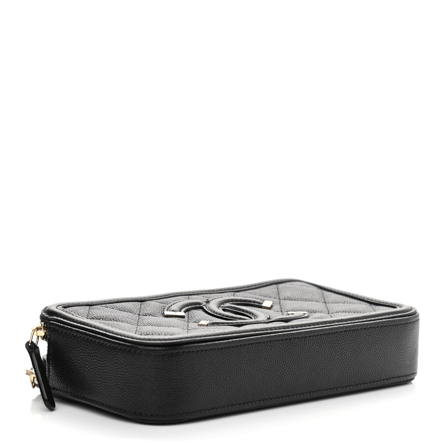 Chanel Caviar Quilted CC Filigree Clutch With Chain Black 4 of 14