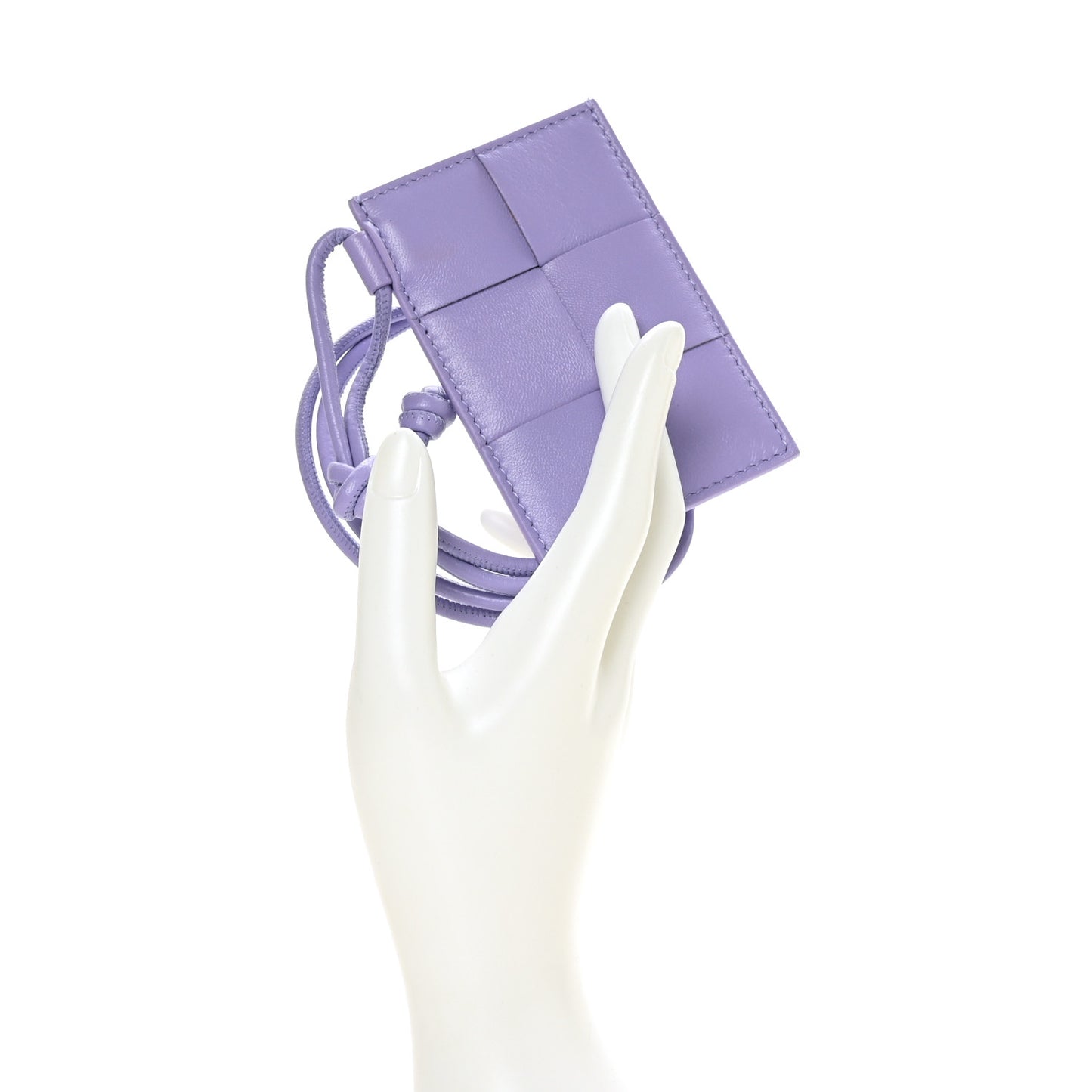 Nappa Maxi Intrecciato Card Case On Strap Wisteria