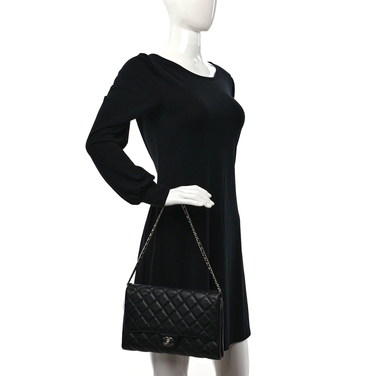 Lambskin Quilted Clutch With Chain Flap Black