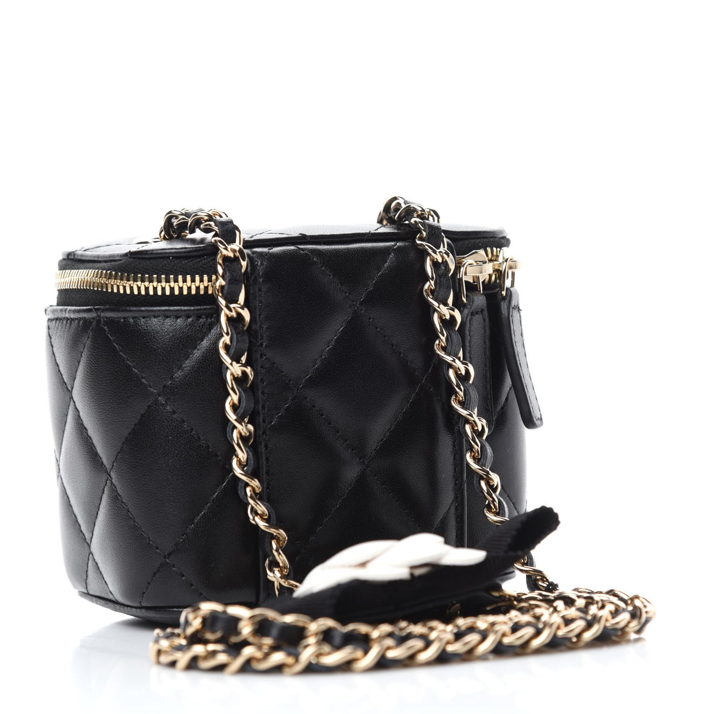 Lambskin Quilted My Chanel Lady Vanity Case With Chain Black