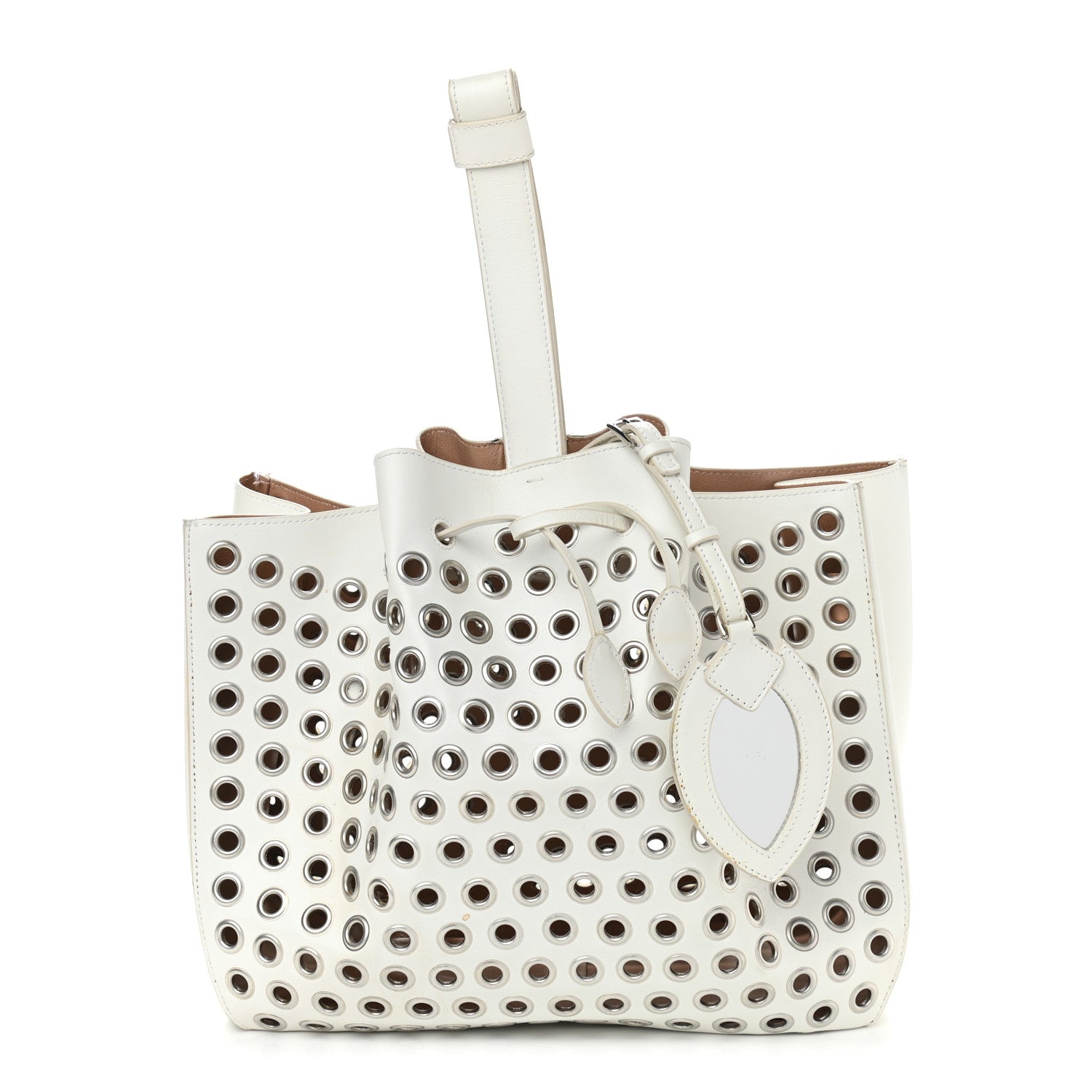 Alaia Calfskin Grommet Rose-Marie 28 Bag White 1 of 14