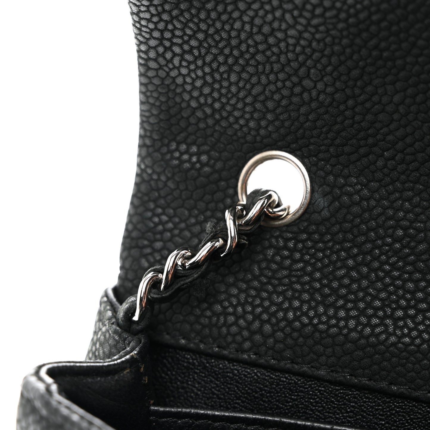 Iridescent Caviar Quilted Extra Mini Flap Black