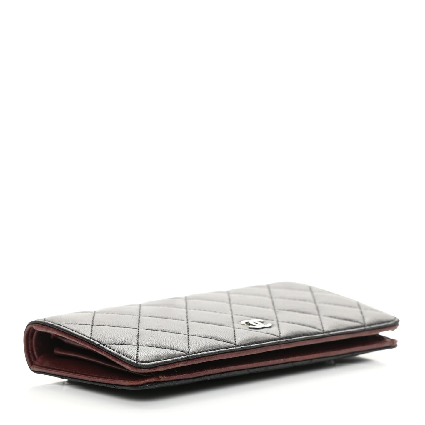 Lambskin Quilted Yen Wallet Black