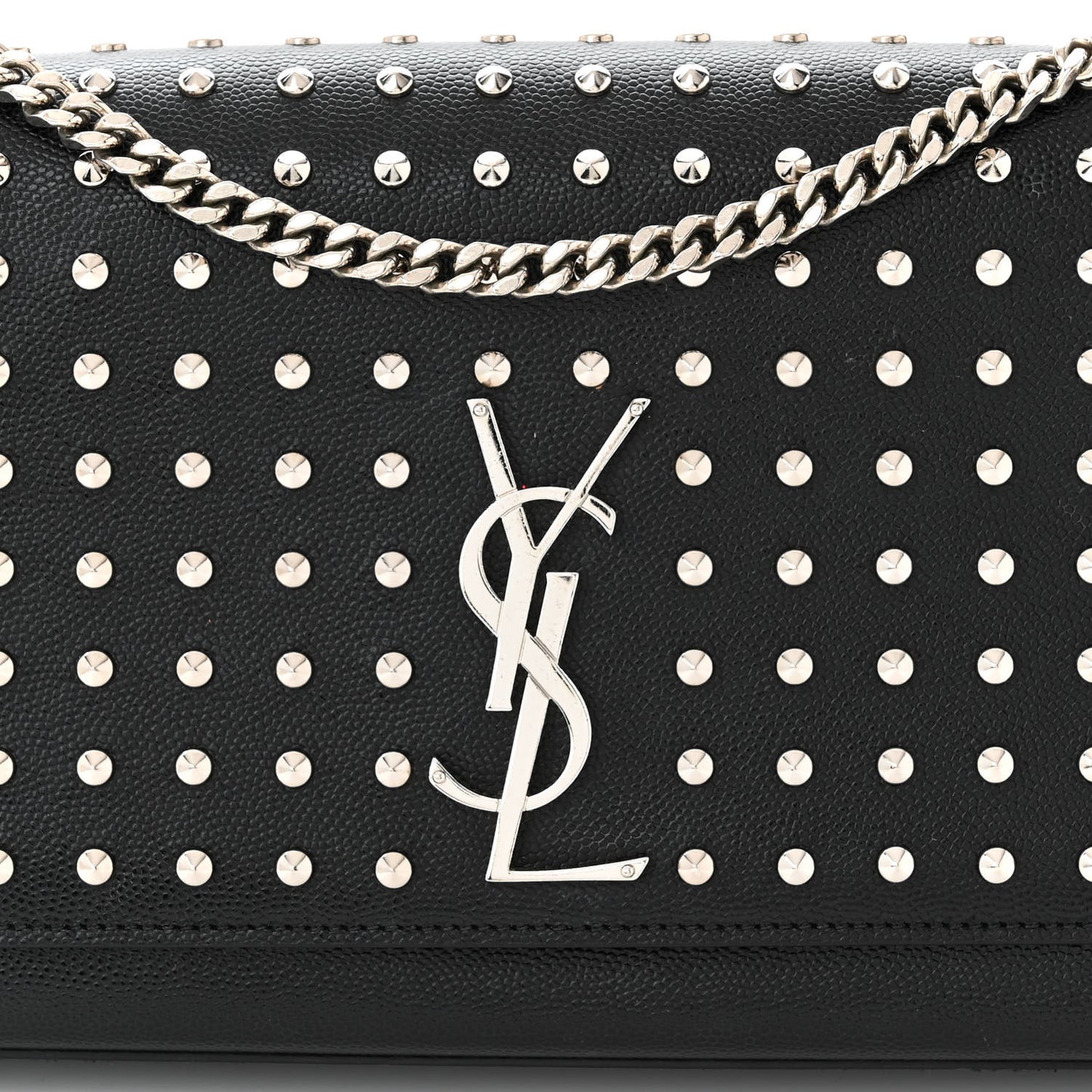 Grain De Poudre Studded Medium Monogram Kate Satchel Black