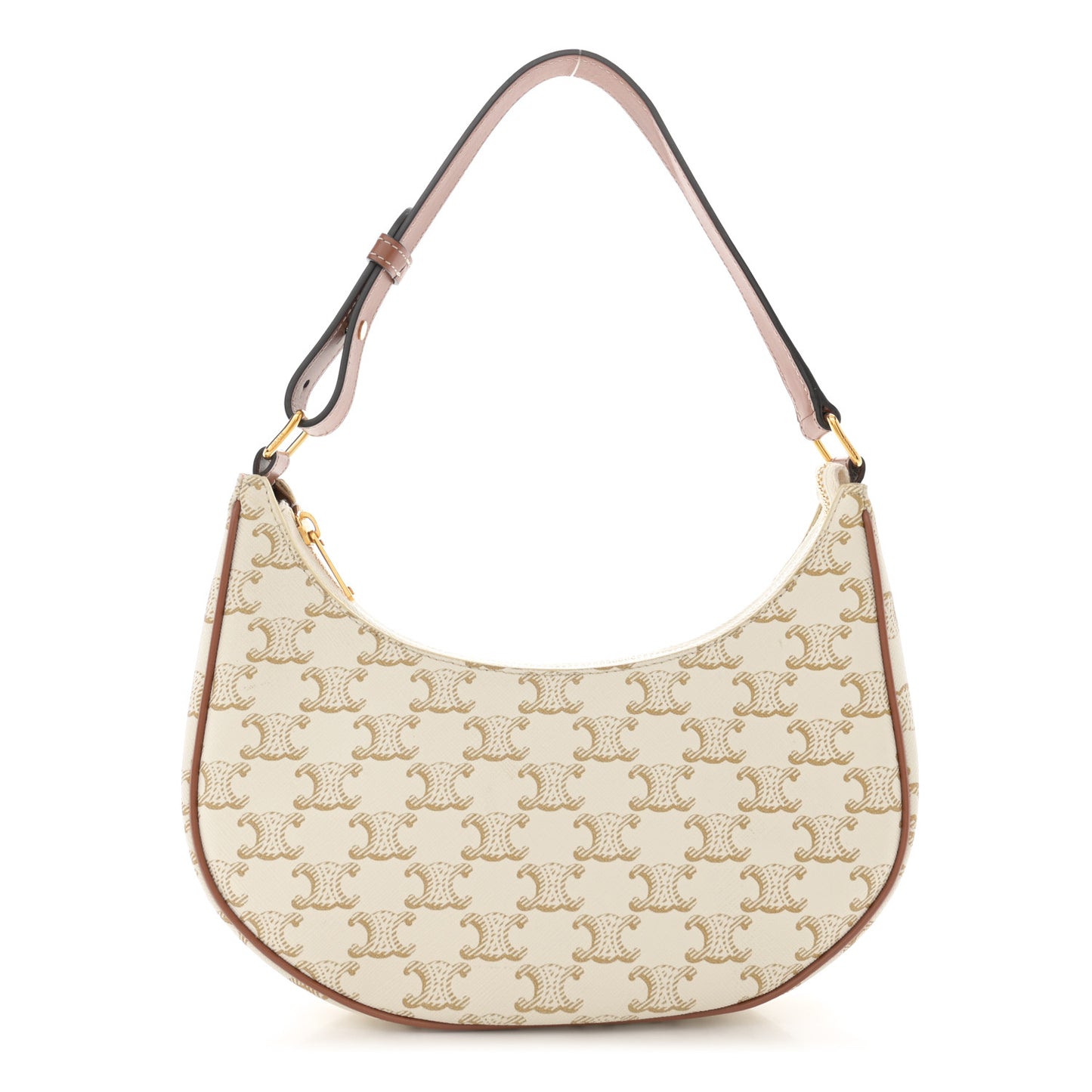 Canvas Calfskin Ava Triomphe Shoulder Bag White