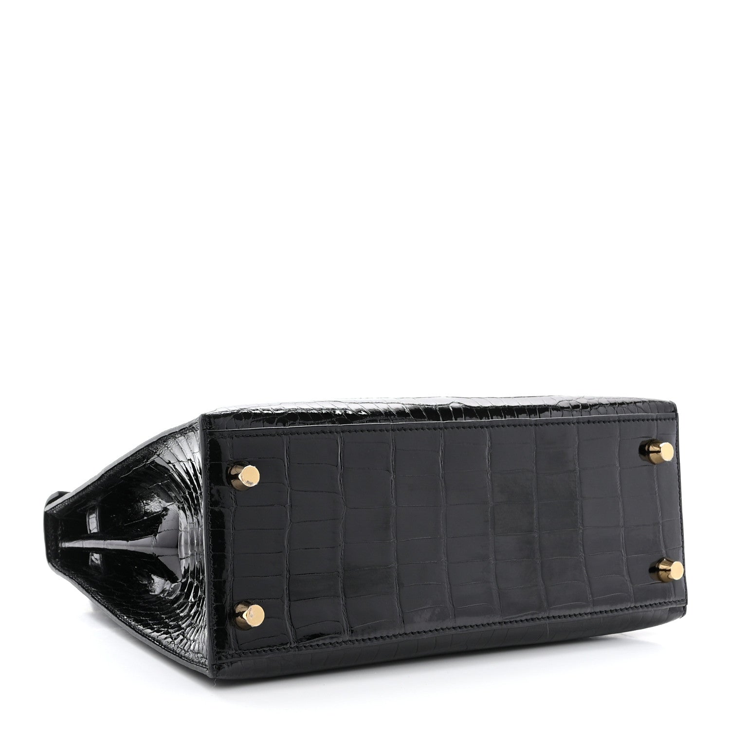 Hermes Shiny Porosus Crocodile Kelly Sellier 25 Black 4 of 11
