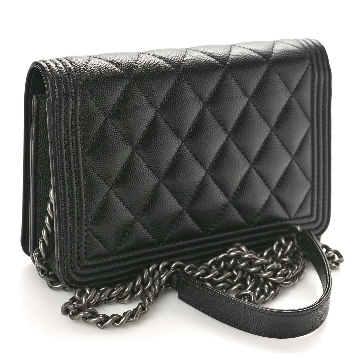 Caviar Quilted Boy Wallet On Chain WOC Black