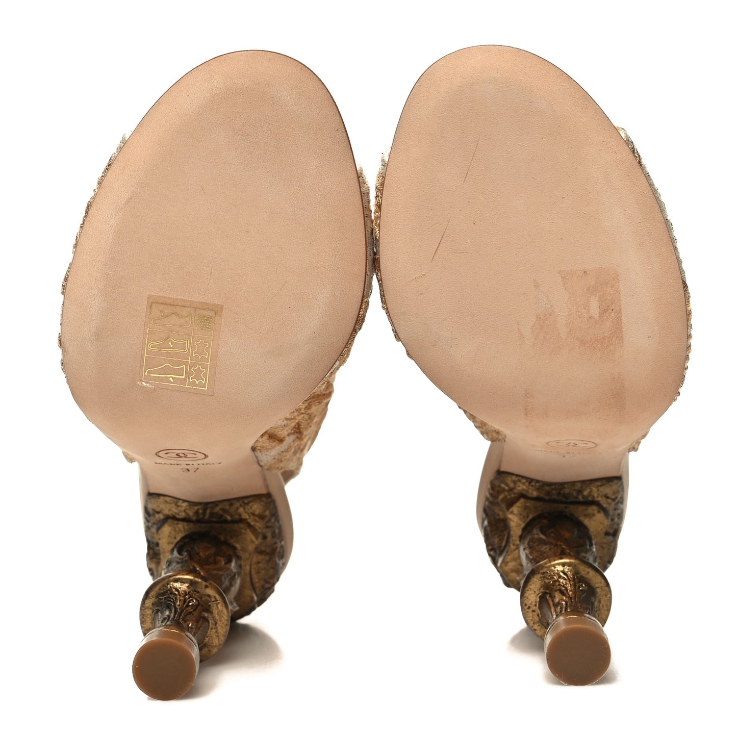 Jacquard Peep Toe Pumps 37 Beige