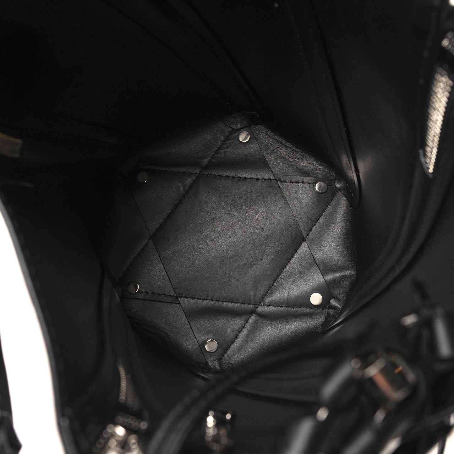 Calfskin Medium Hex Bucket Bag Black