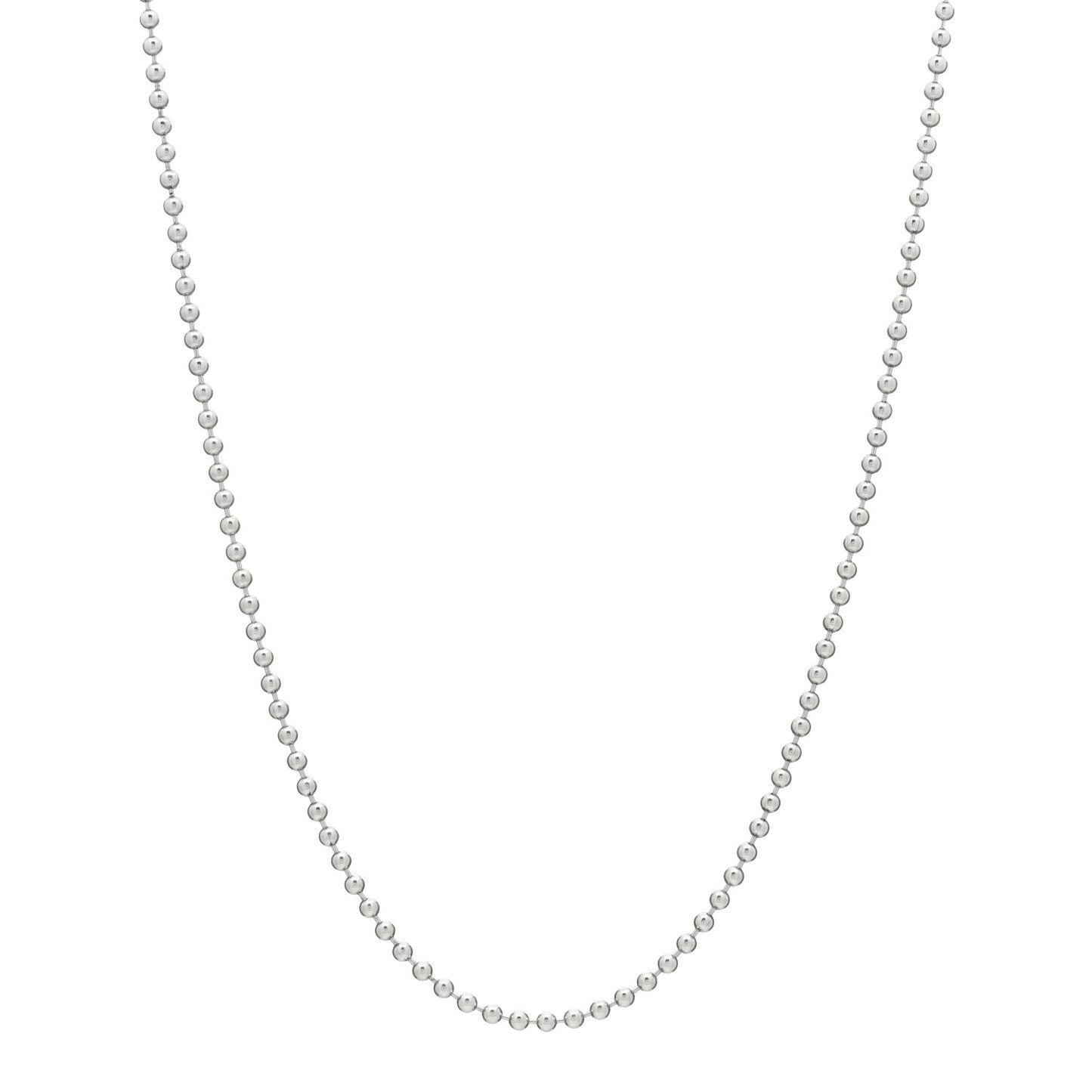 Sterling Silver 2.5mm Bead Chain Necklace 16"