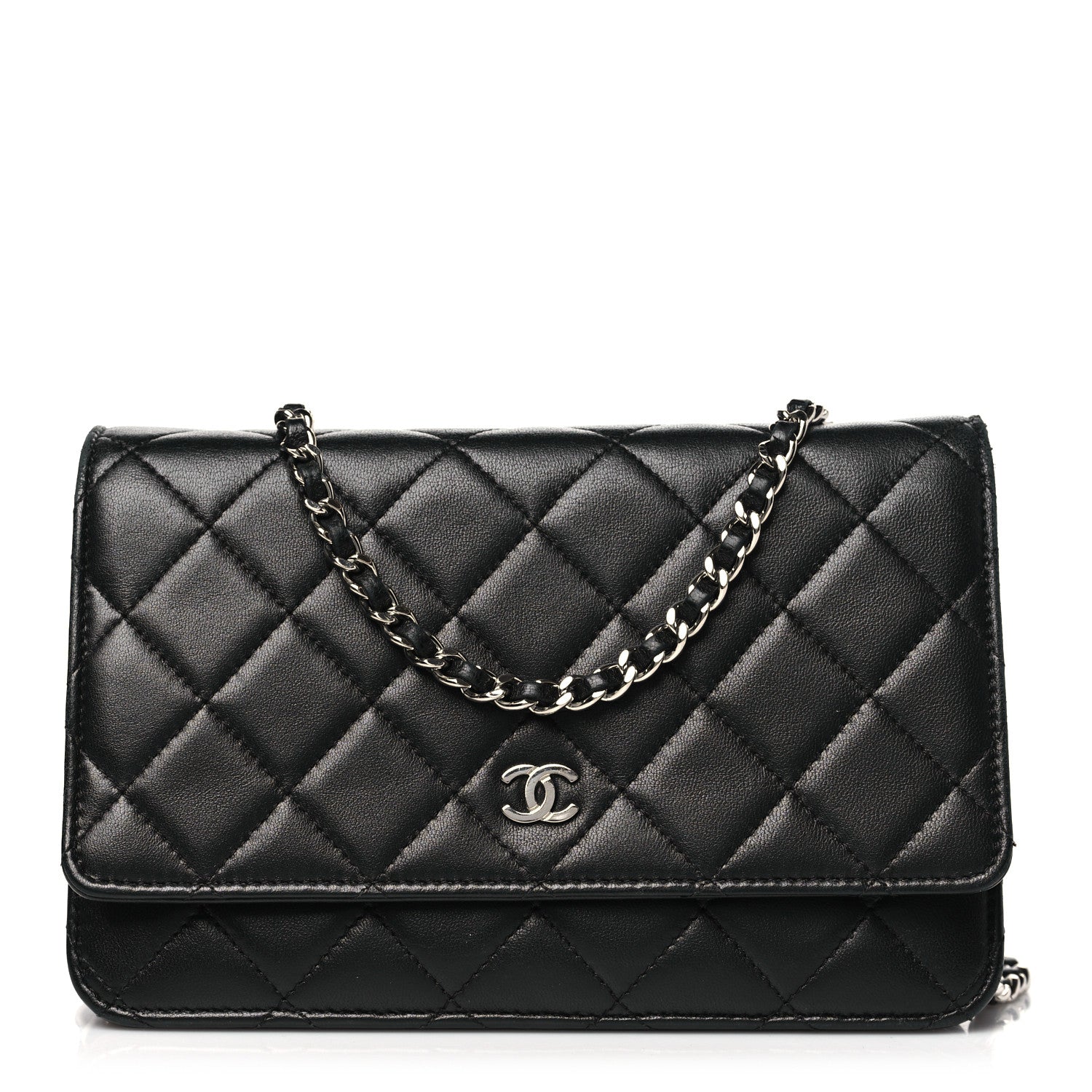 Chanel Lambskin Quilted Wallet On Chain WOC Black 1 of 12