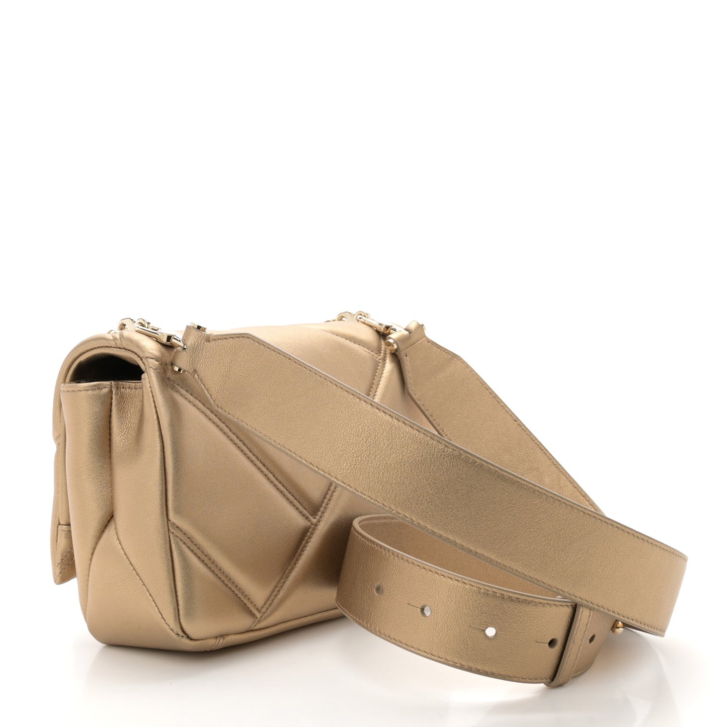 Metallic Calfskin Matelasse Mini Serpenti Cabochon Crossbody Bag Gold