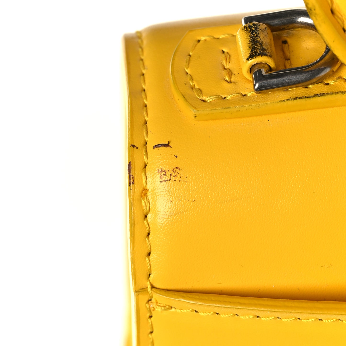 Shiny Box Calfskin Hourglass Top Handle Bag XS Yellow