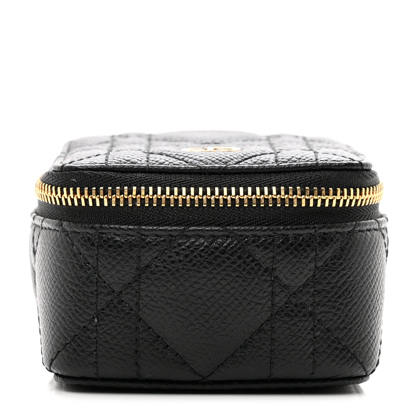 Grained Calfskin Cannage Mini Caro Jewelry Case Black