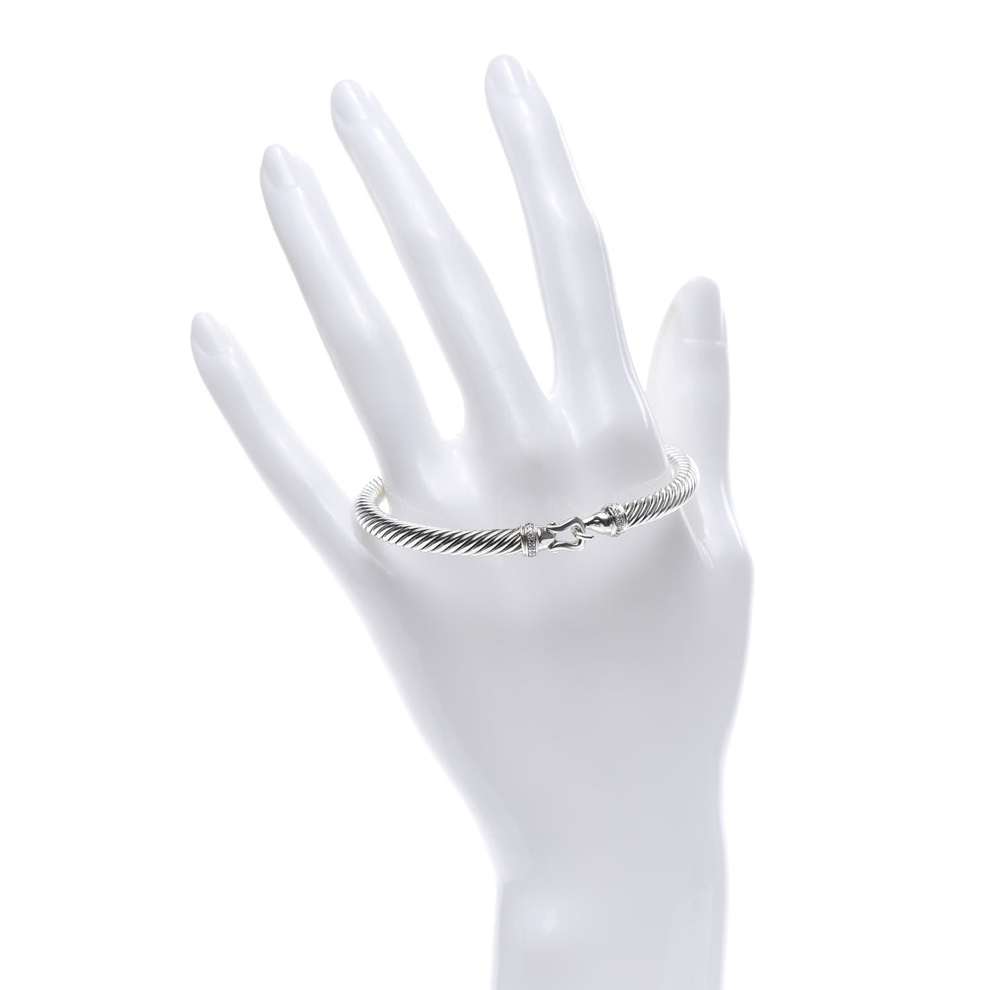 Sterling Silver Diamond 5mm Cable Buckle Bracelet