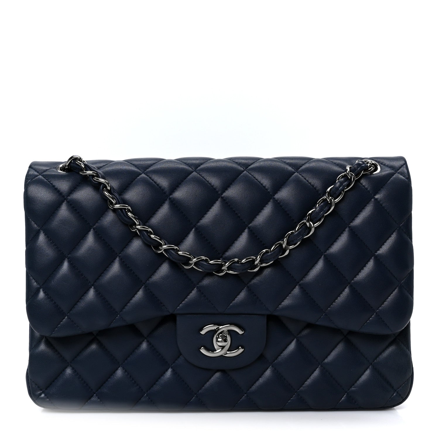 Chanel Lambskin Quilted Jumbo Double Flap Navy 1887458 – FASHIONPHILE