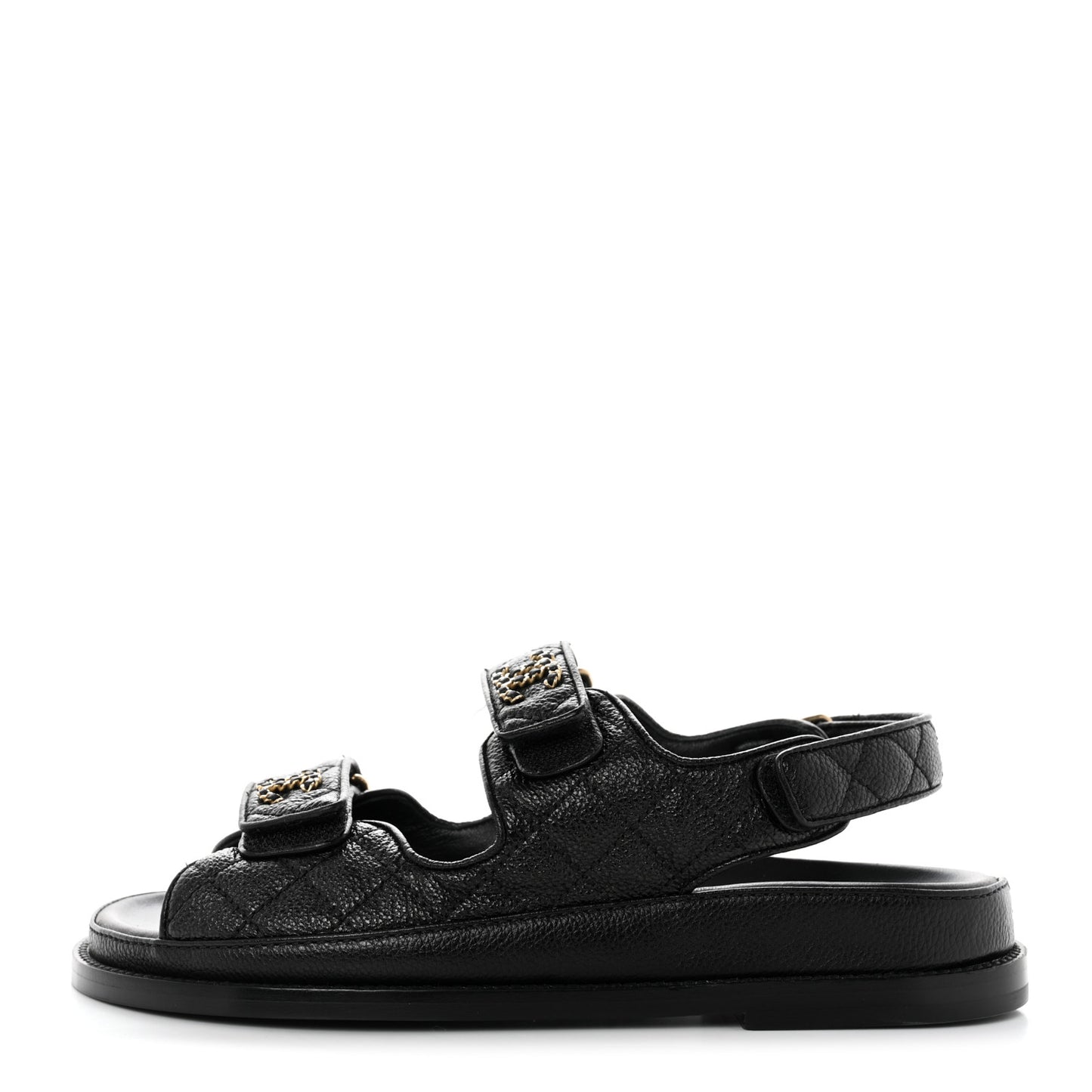 Grained Calfskin Velcro Dad Sandals 36.5 Black