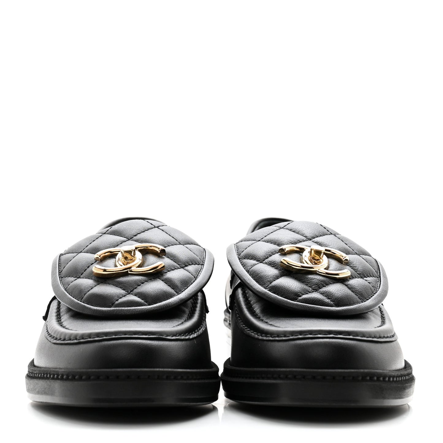 Lambskin Quilted CC Turnlock Loafers 37 Black