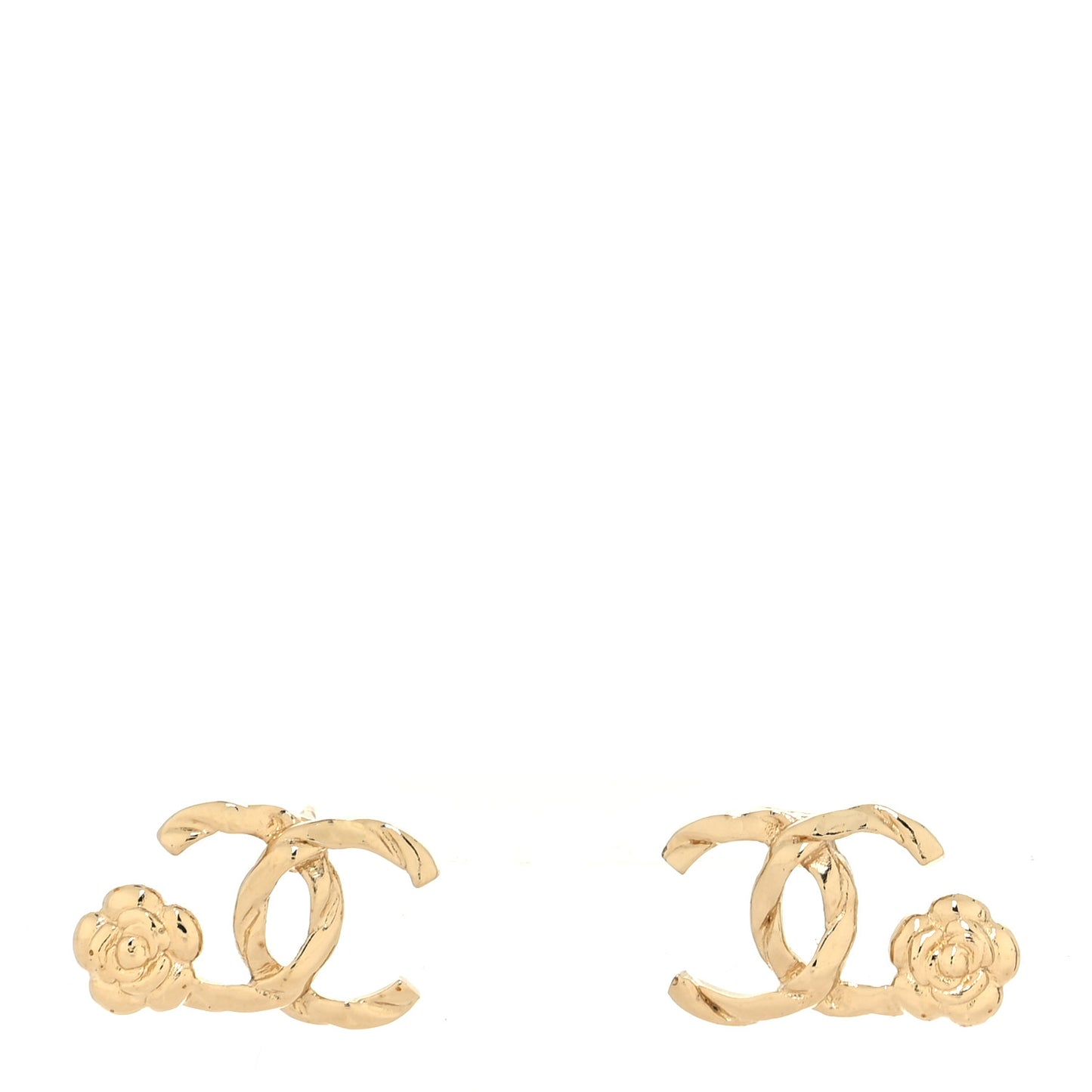 Metal Camellia CC Earrings Gold
