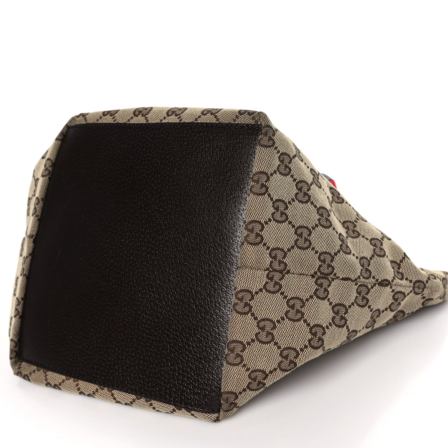 GG Monogram Small Web Handle Bucket Tote Dark Brown