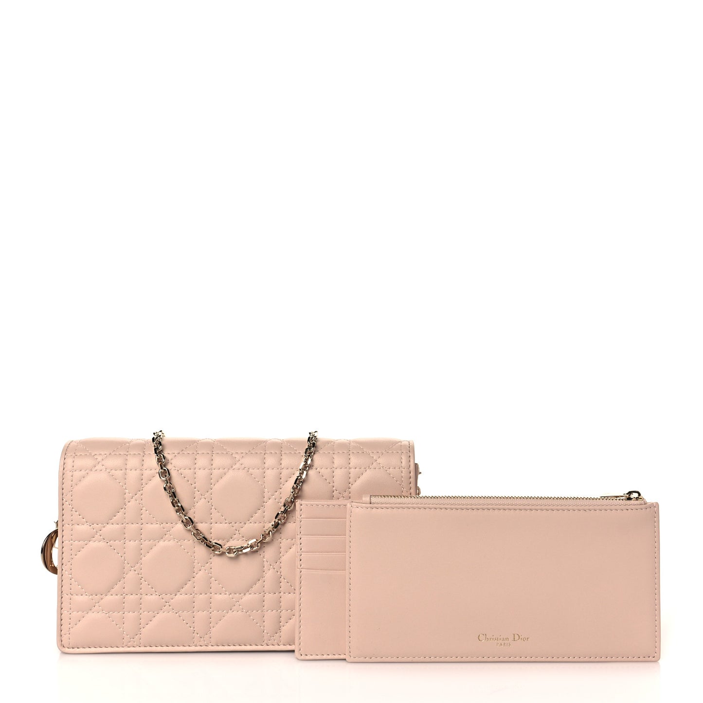 Lambskin Cannage Lady Dior Clutch Rose Poudre