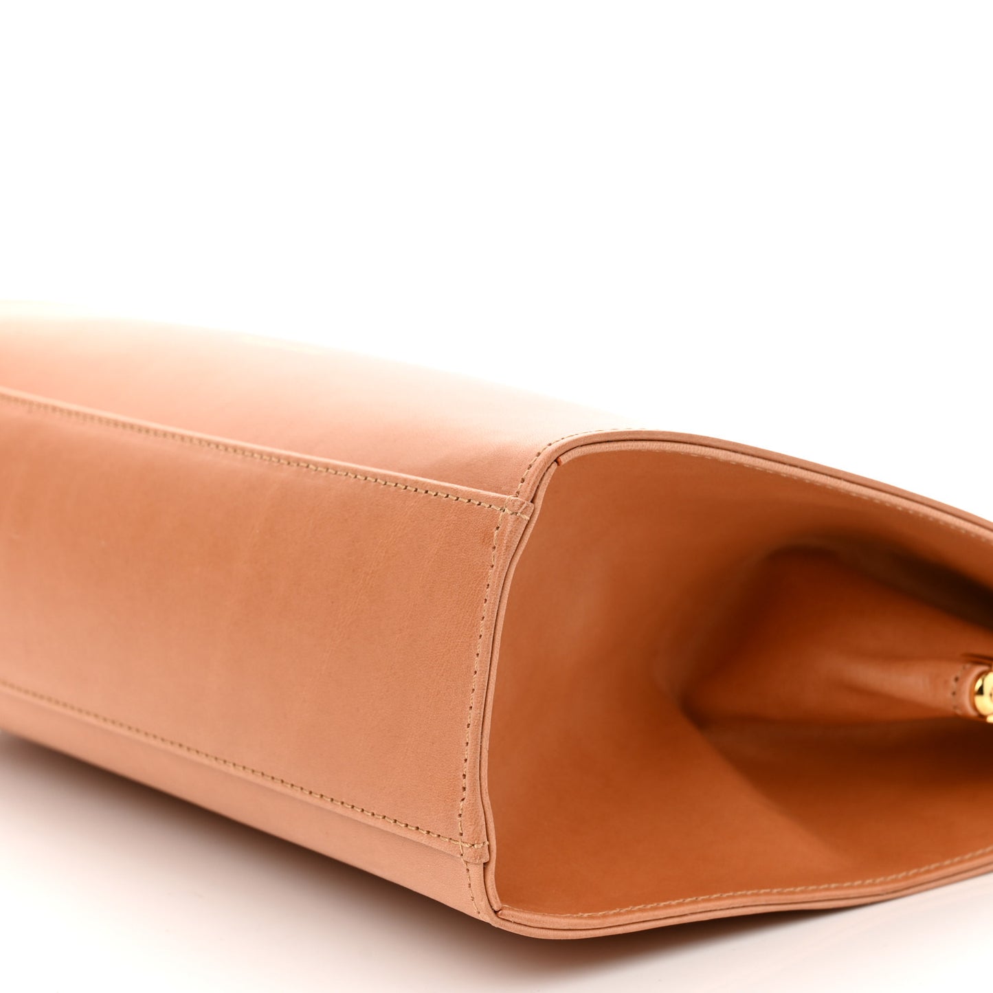 Vegetable Tanned Calfskin Elegant Top Handle Bag Cammello