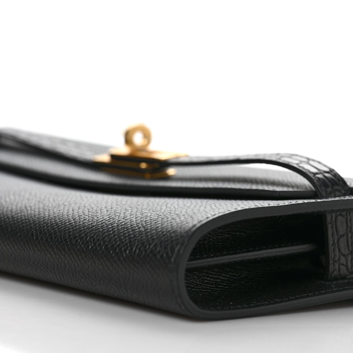 Hermes Epsom Matte Alligator Touch Kelly Wallet To Go Black 8 of 9