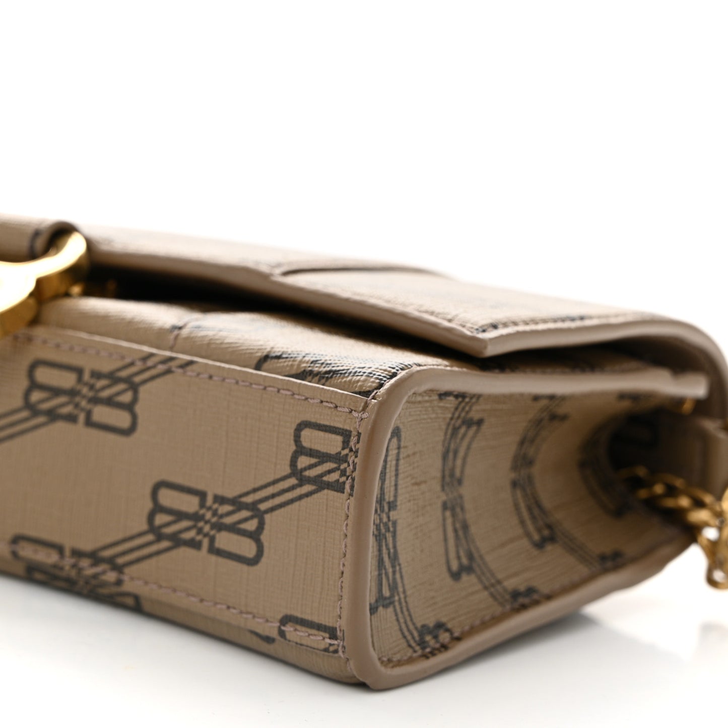 Coated Canvas BB Monogram Hourglass Chain Bag Beige Brown