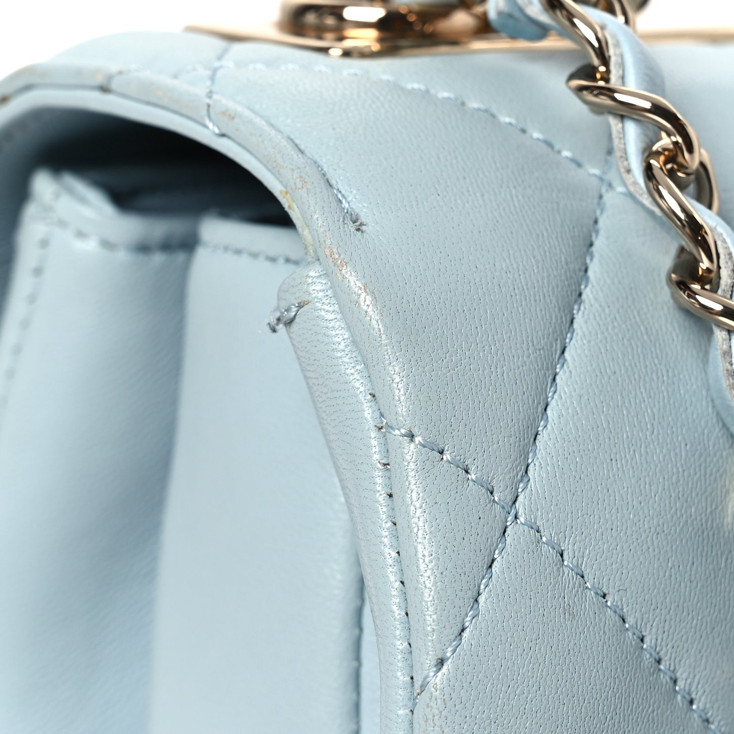 Lambskin Quilted Small Trendy CC Flap Dual Handle Bag Light Blue