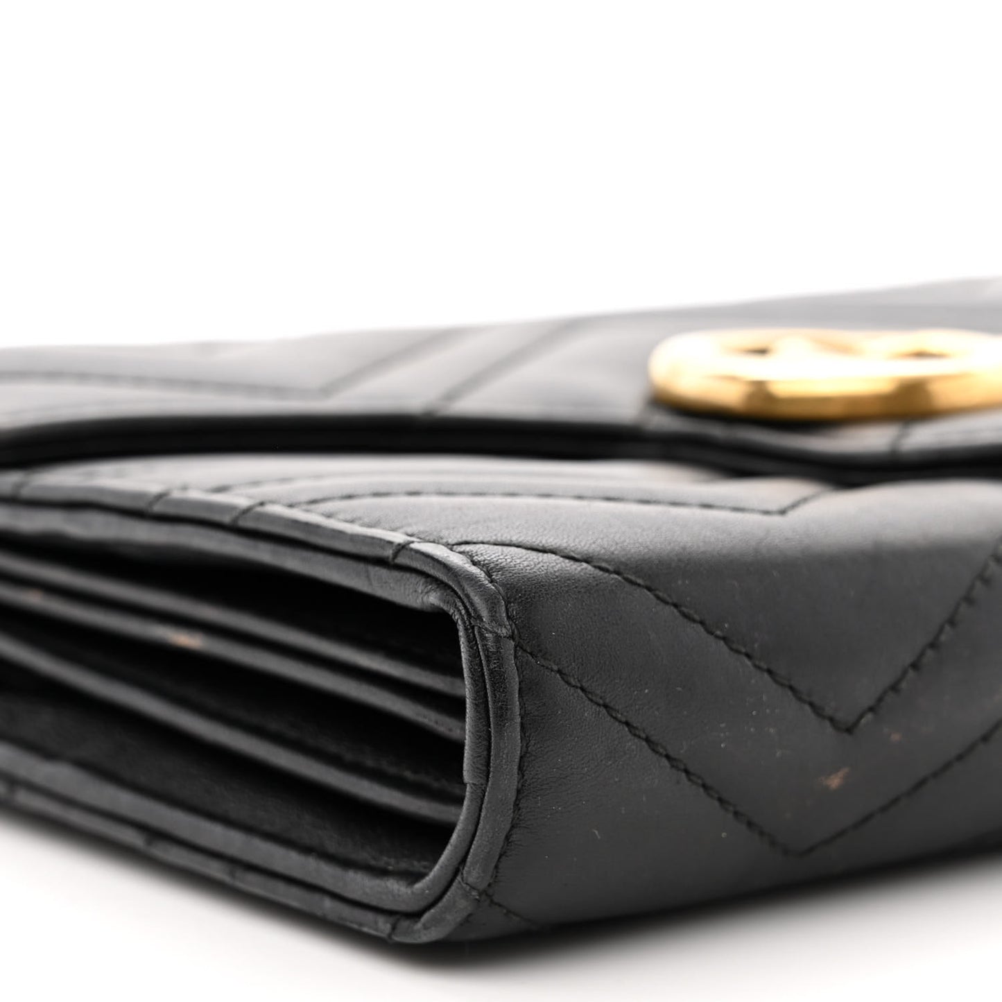 Calfskin Matelasse GG Marmont Chain Wallet Black