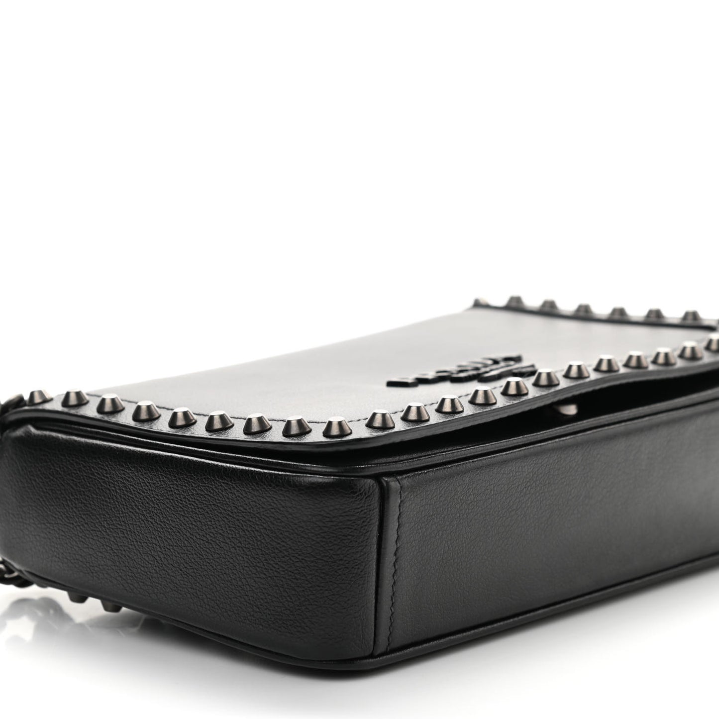 Glace Calfskin Studded Crossbody Black