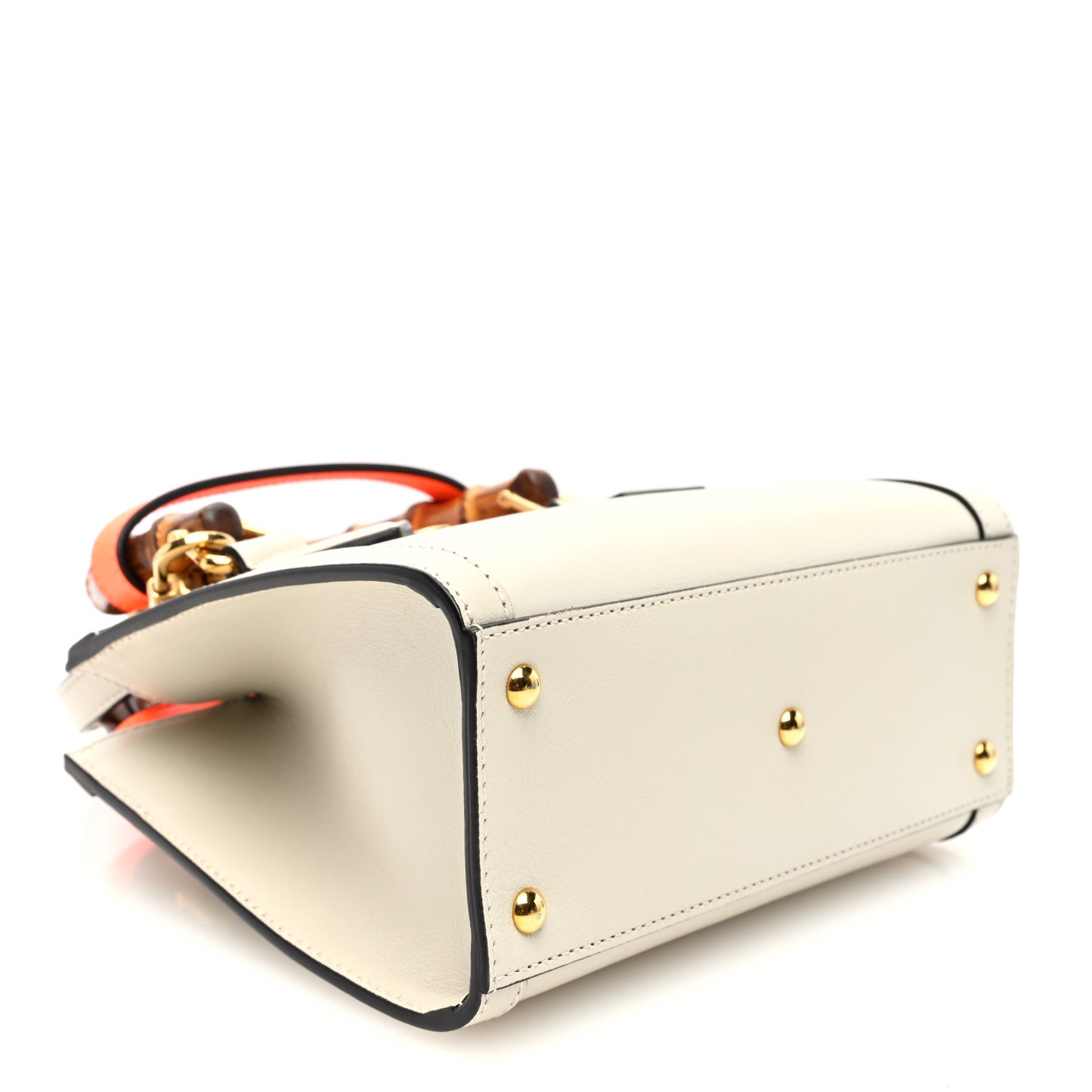 Wonka Grain Calfskin Mini Diana Tote Bag Mystic White Orange Fluo
