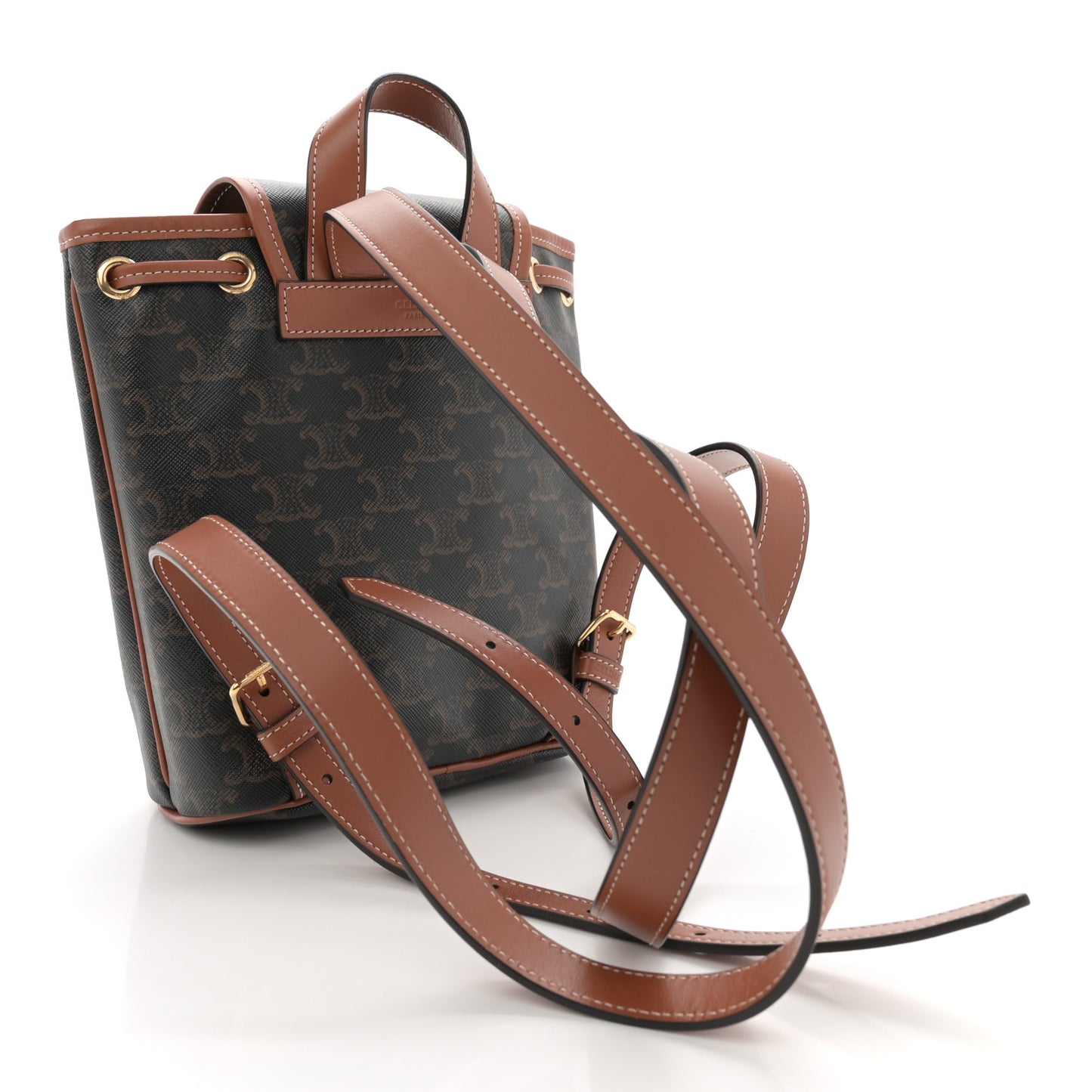 Triomphe Canvas Calfskin Mini Folco Backpack Tan